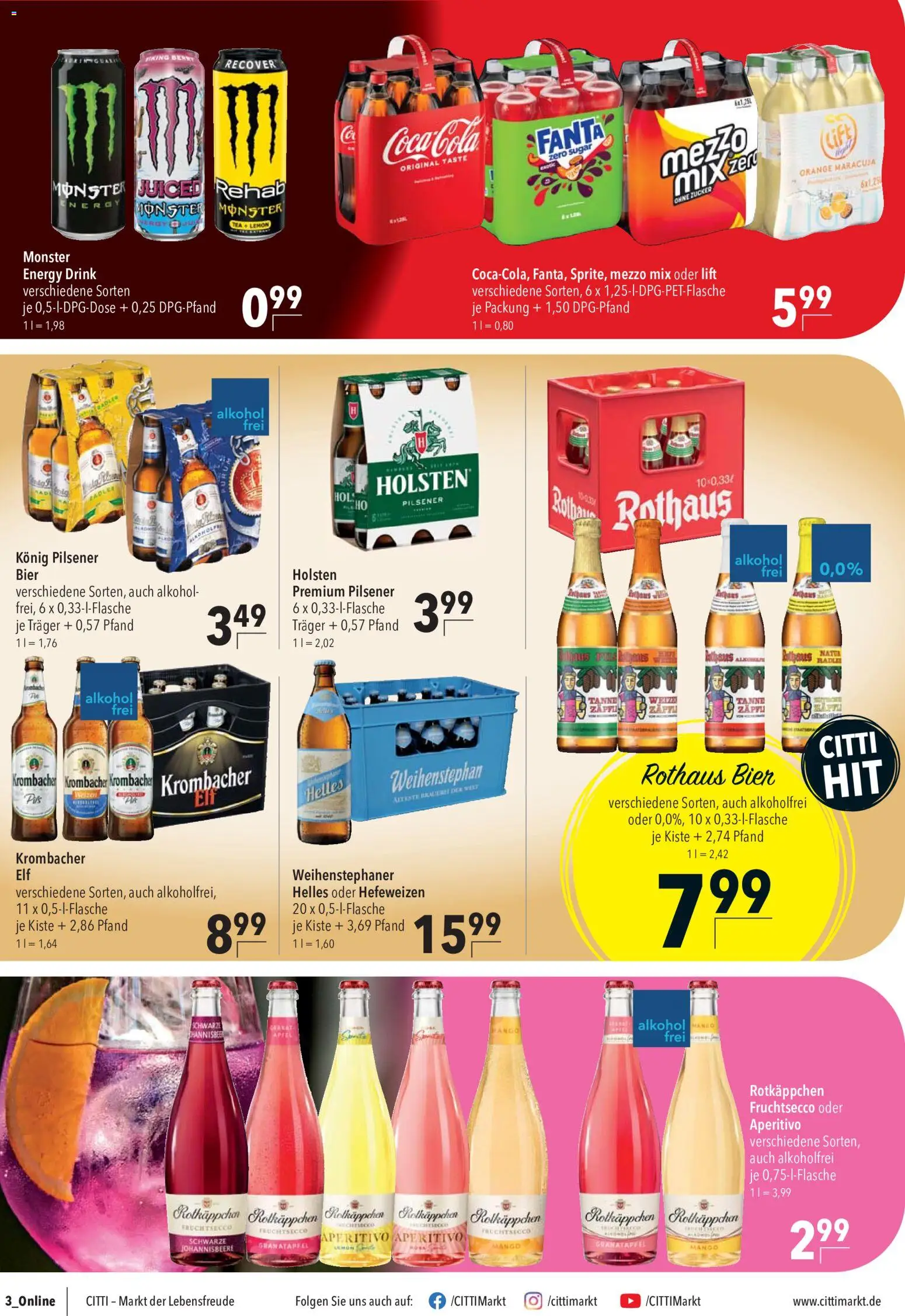 CITTI Markt Prospekt – gültig ab 14.10.2026 | Seite: 18 | Produkte: Energy, Bier, Fruchtsecco, Mango