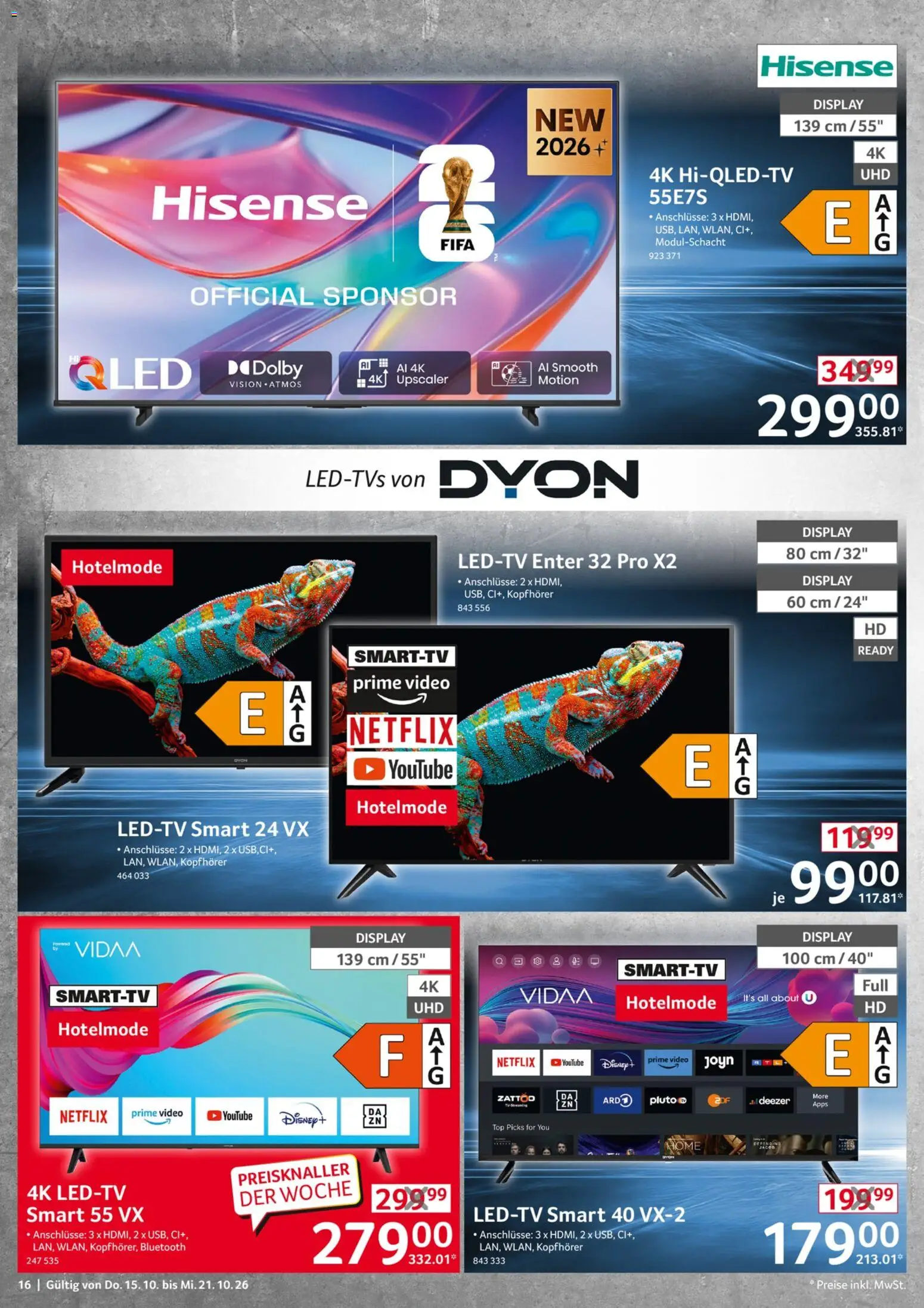 Selgros  Non Food – gültig ab 15.10.2026 | Seite: 16 | Produkte: Top, Hisense, Video, Kopfhörer