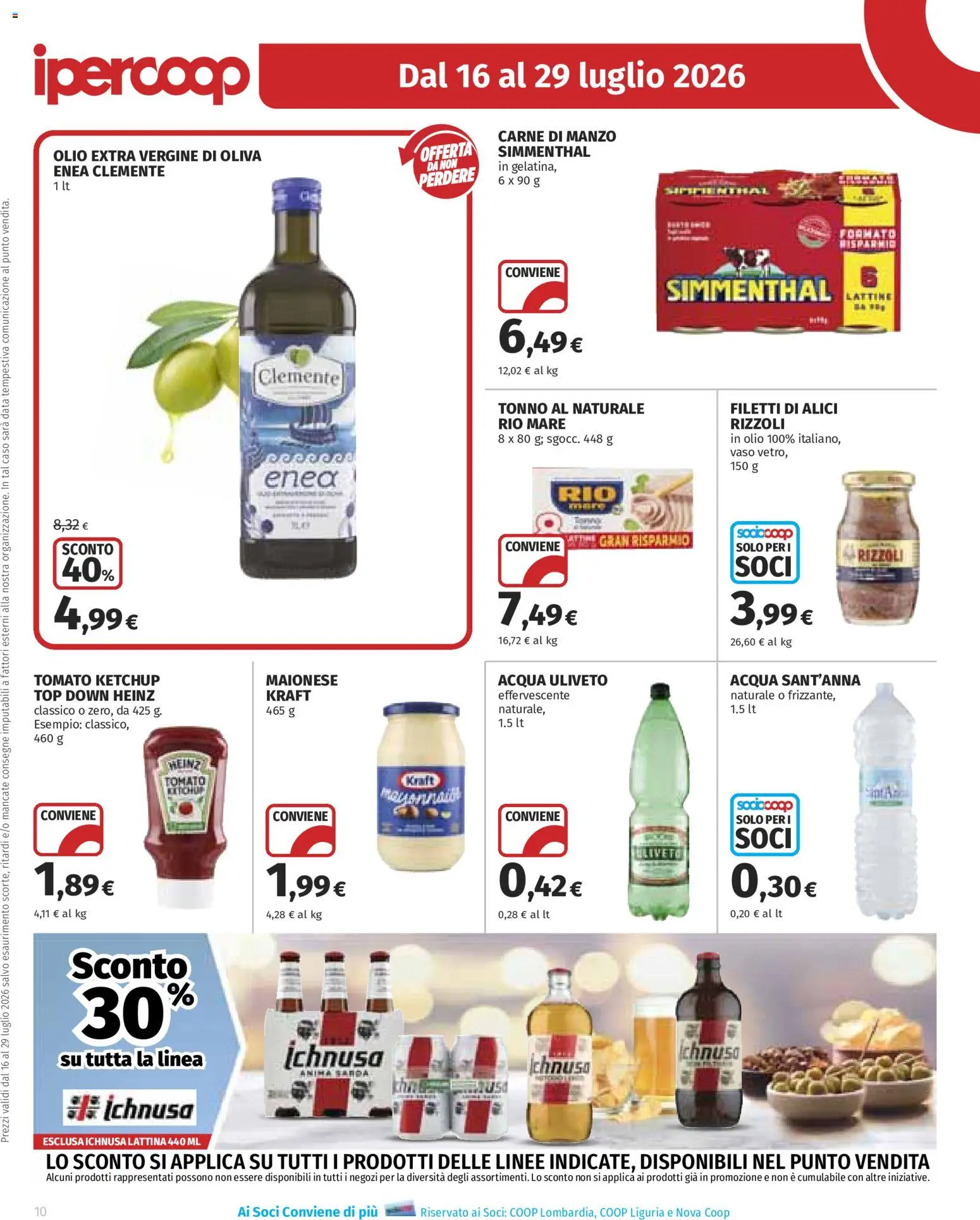 Volantino Ipercoop del 16/07/2026 | Pagina: 10 | Prodotti: Manzo, Olio, Data, Tonno