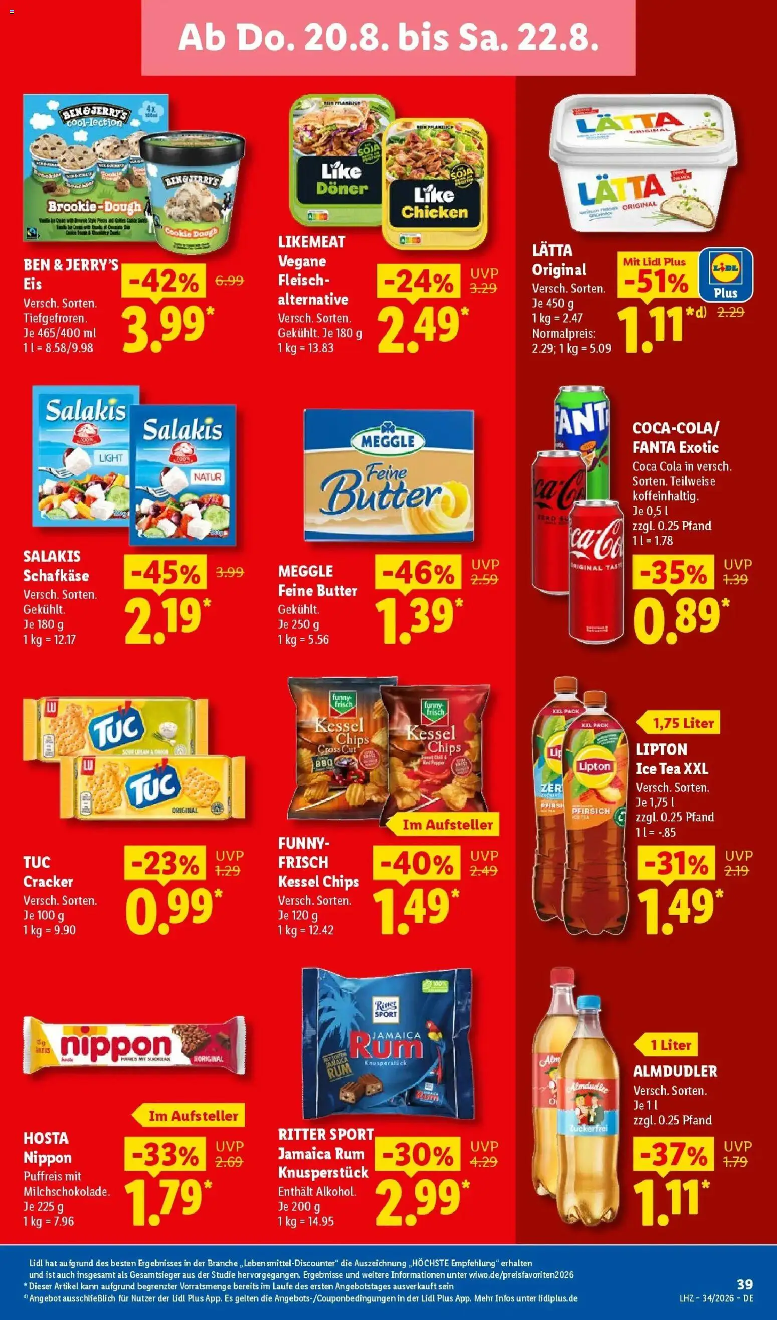Lidl Prospekt Enkenbach-alsenborn (ab 17.08.2026) zum Blättern » Angebote | Seite: 65 | Produkte: Funny frisch, Lätta, Fleisch, Eis