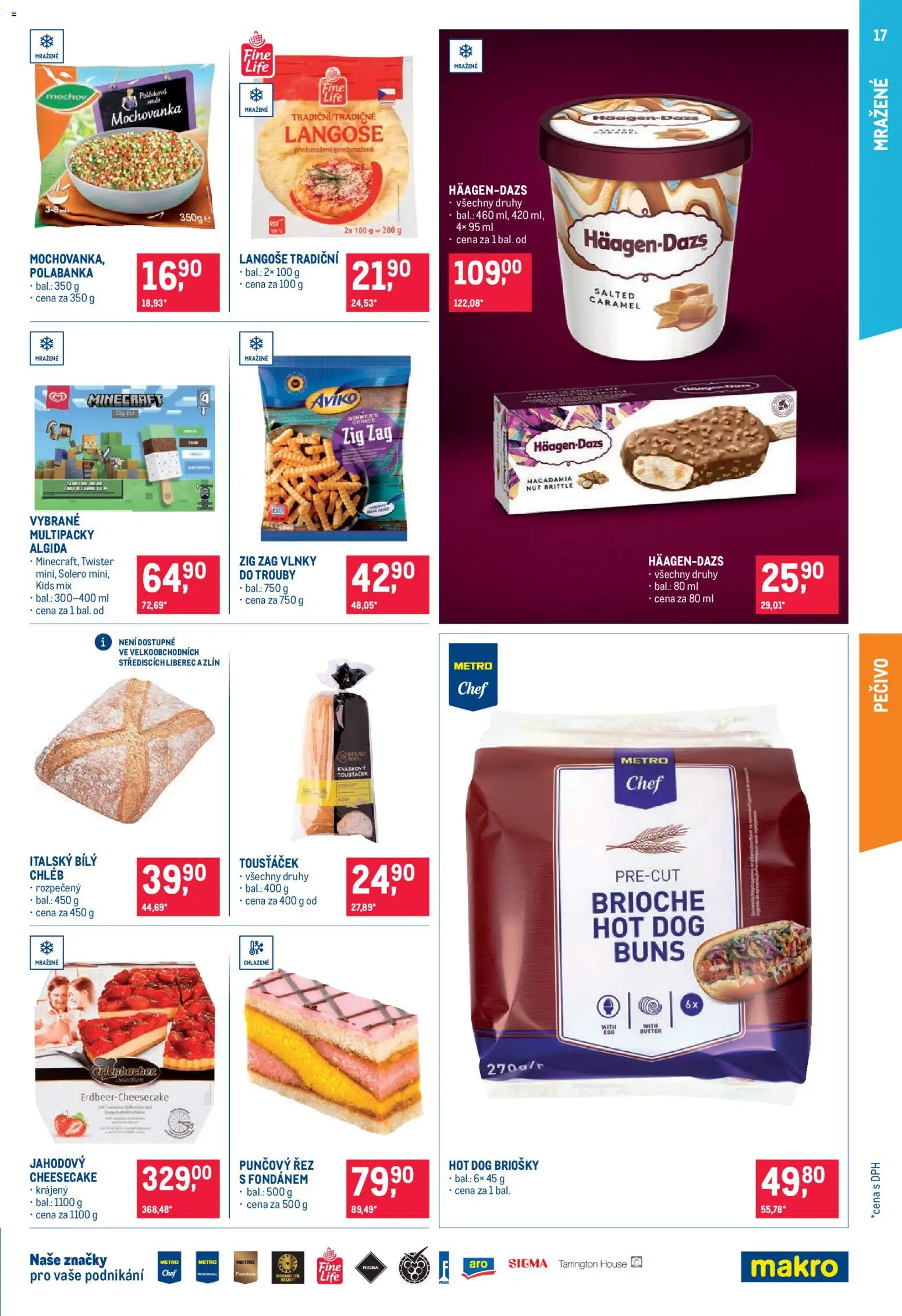 Makro leták - Pro milovníky jídla od 29.07.2026 | Strana: 17 | Produkty: Chléb, Hot dog, Pečivo, Cheesecake