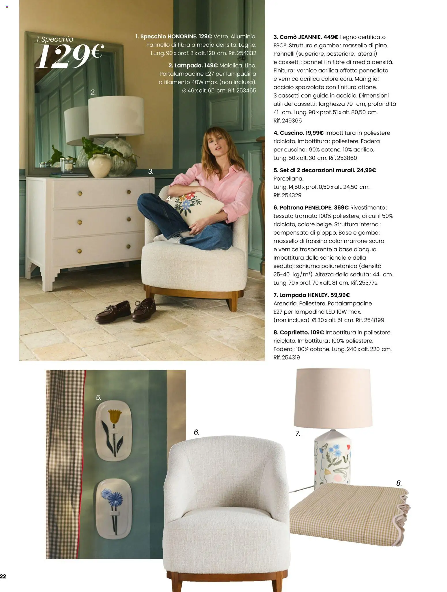 Volantino Maisons du Monde del 23/09/2026 | Pagina: 22 | Prodotti: Schiuma, Poltrona, Specchio, Lampada