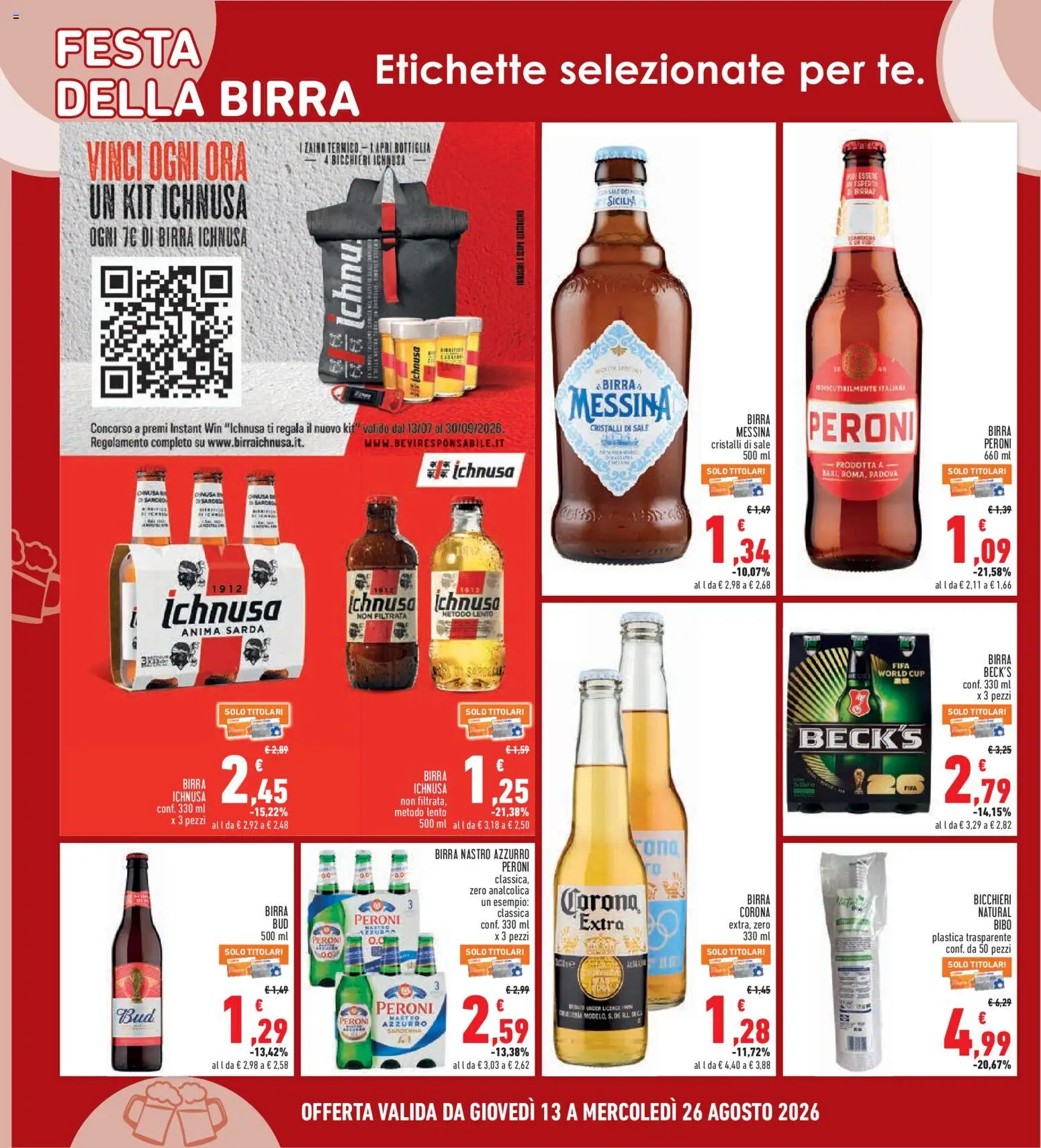 Volantino Conad del 13/08/2026 | Pagina: 18 | Prodotti: Birra Beck's, Zaino, Birra Corona, Bottiglia