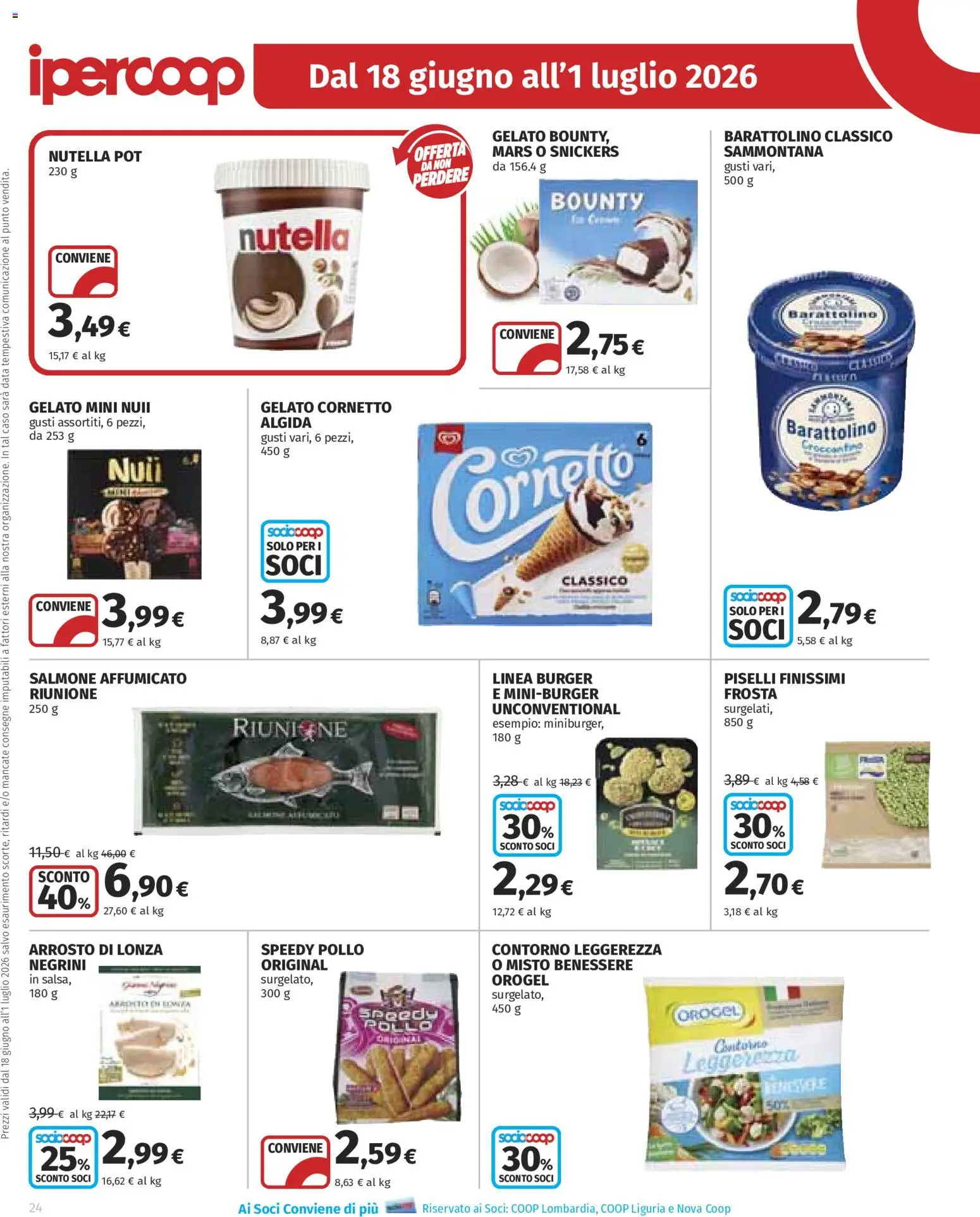 Volantino Ipercoop del 18.06.2026 | Pagina: 24 | Prodotti: Salmone affumicato, Pollo, Gelato, Data