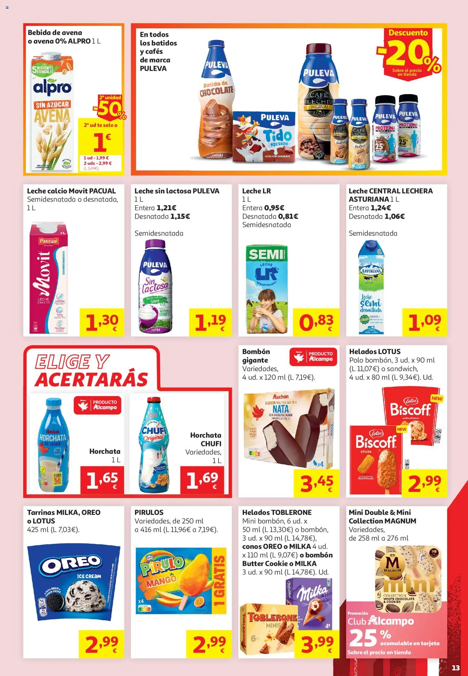 Alcampo - HG General │ válido desde el 16.06.2026 | Página: 13 | Productos: Leche sin lactosa, Leche, Bebida de avena, Ρούτερ