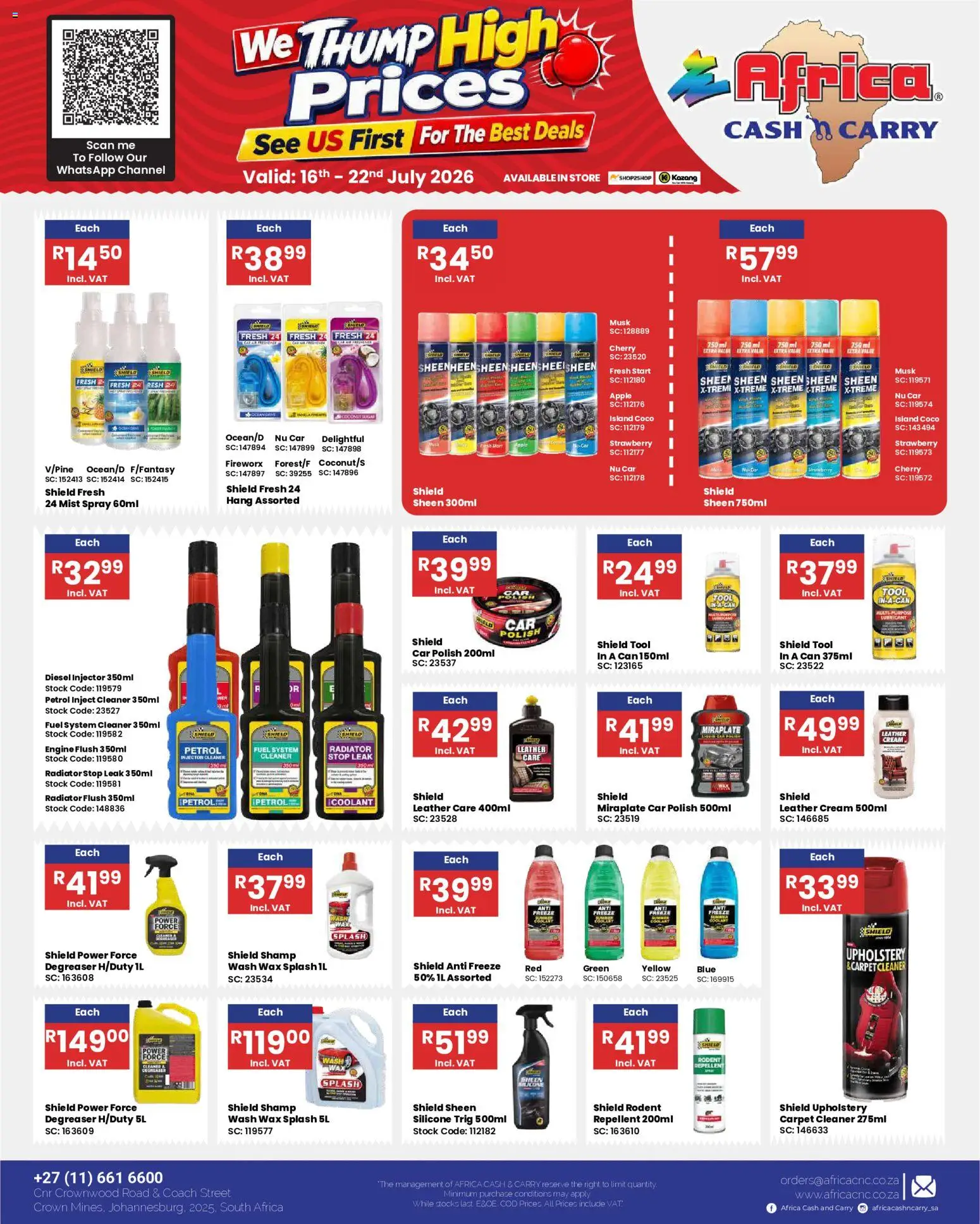New Africa Cash & Carry catalogue – valid from 16/07/2026 | Page: 51 | Products: Carpet, Cream, Degreaser, Silicone