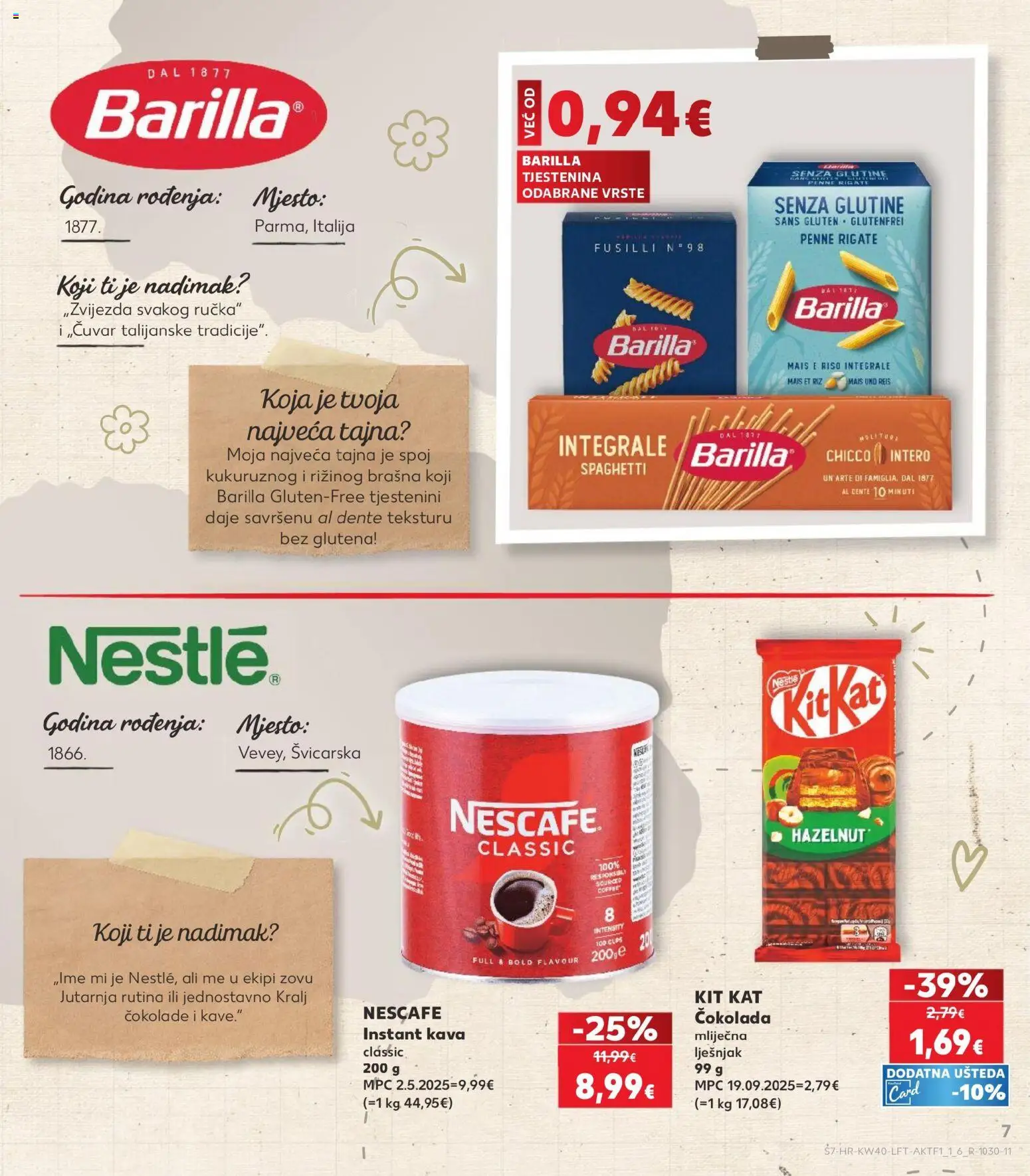 Kaufland katalog | vrijedi od 30.09.2026 | Stranica: 7 | Proizvodi: Kava, Čokolada, Lješnjak, Barilla tjestenina