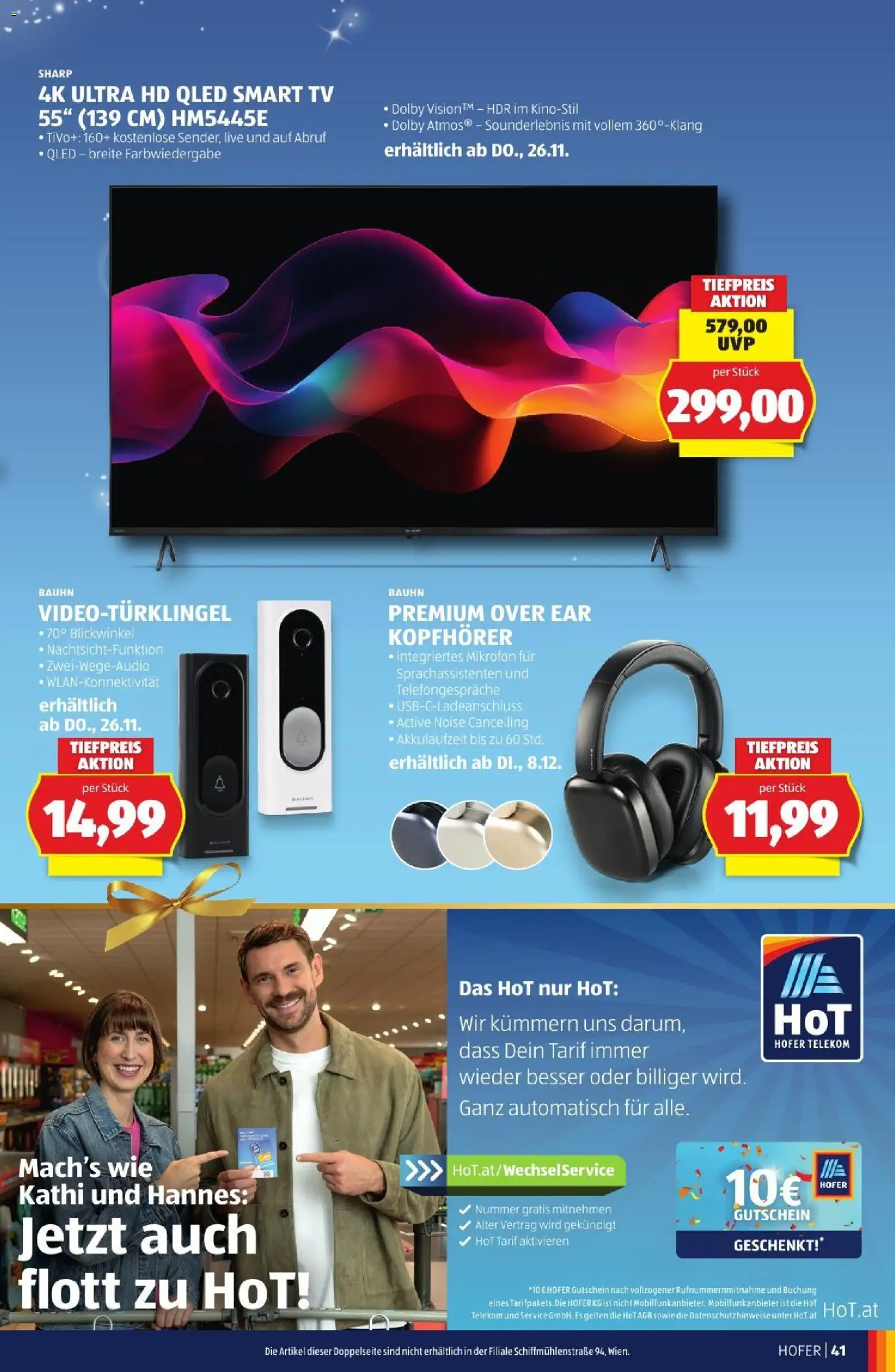 Hofer Weihnachtskatalog gültig ab 28.10.2026 | Seite: 41 | Produkte: TV, Audio, Kopfhörer, Mikrofon
