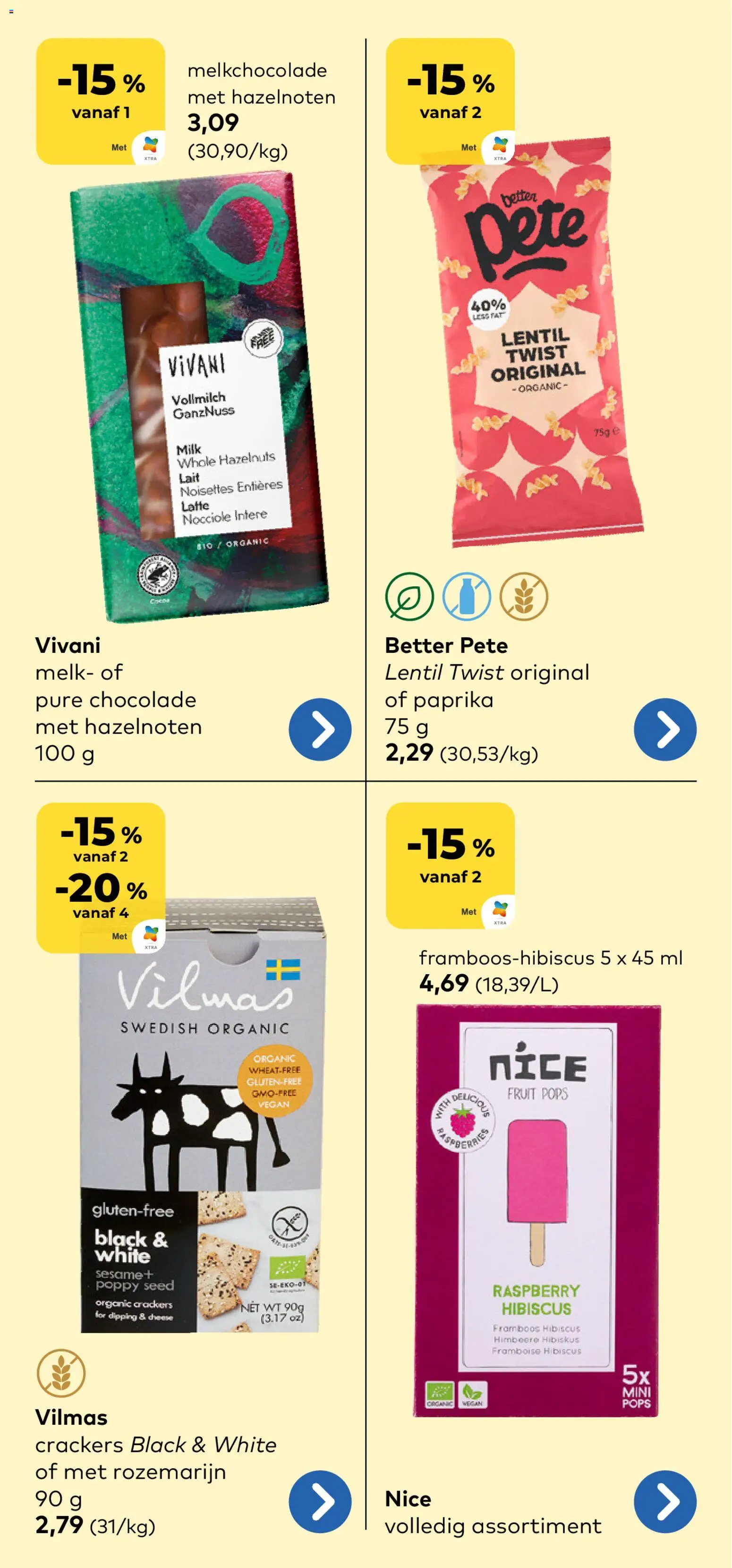 {H1} | Pagina: 13 | Producten: Nice, Fruit, Melk, Chocolade