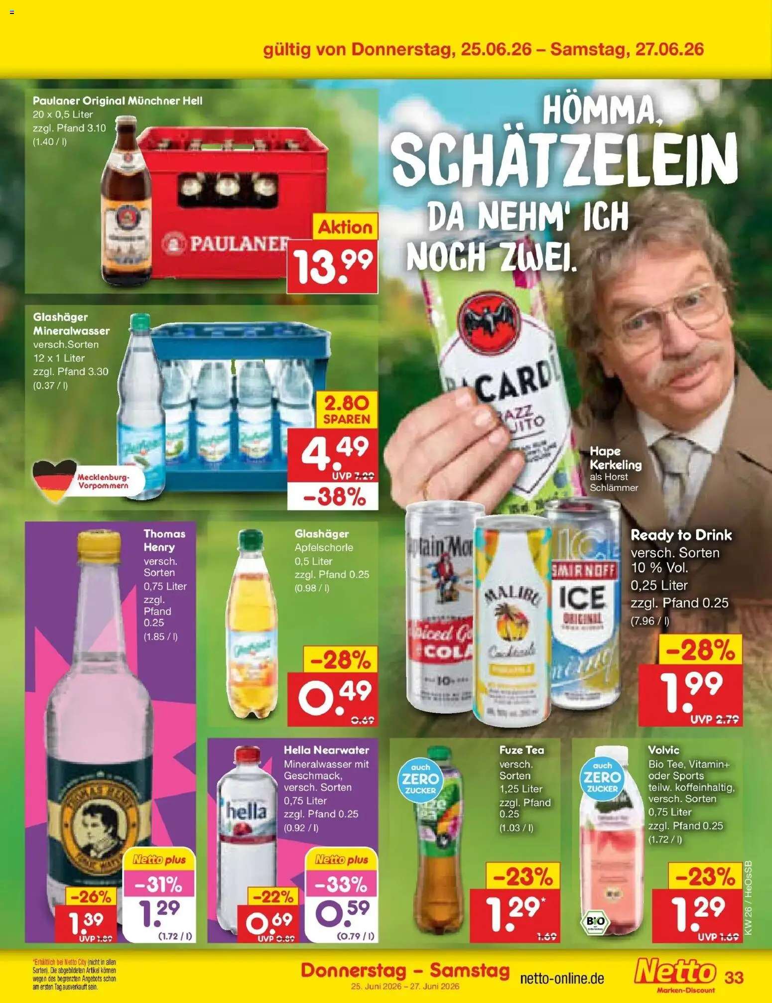 Netto Marken-Discount Prospekt Kröpelin – gültig ab 21.06.2026 | Seite: 45 | Produkte: Fuze tea, Cola, Mineralwasser, Volvic