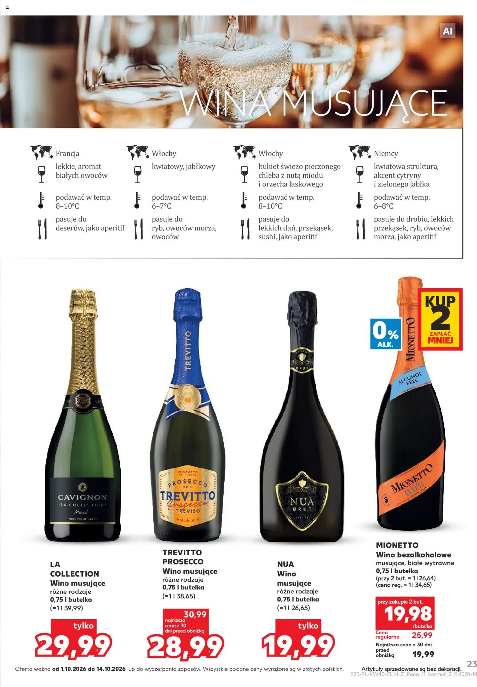 Kaufland Polsko leták - Barek od 01.10.2026 | Strana: 23 | Produkty: Chleba, Prosecco, Mionetto, Prosecco Treviso
