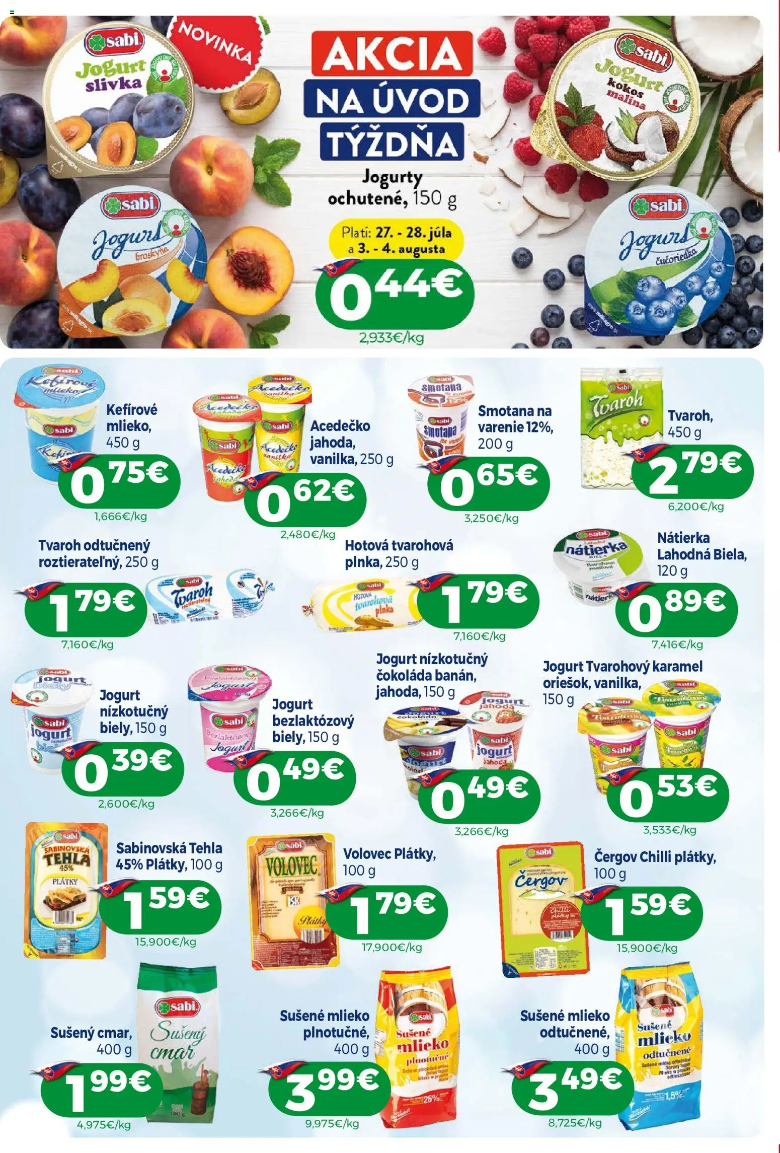 Nové Milk Agro akcie – leták je platný od 22.07.2026 | Strana: 4 | Produkty: Kokos, Jogurt, Smotana, Sušené mlieko