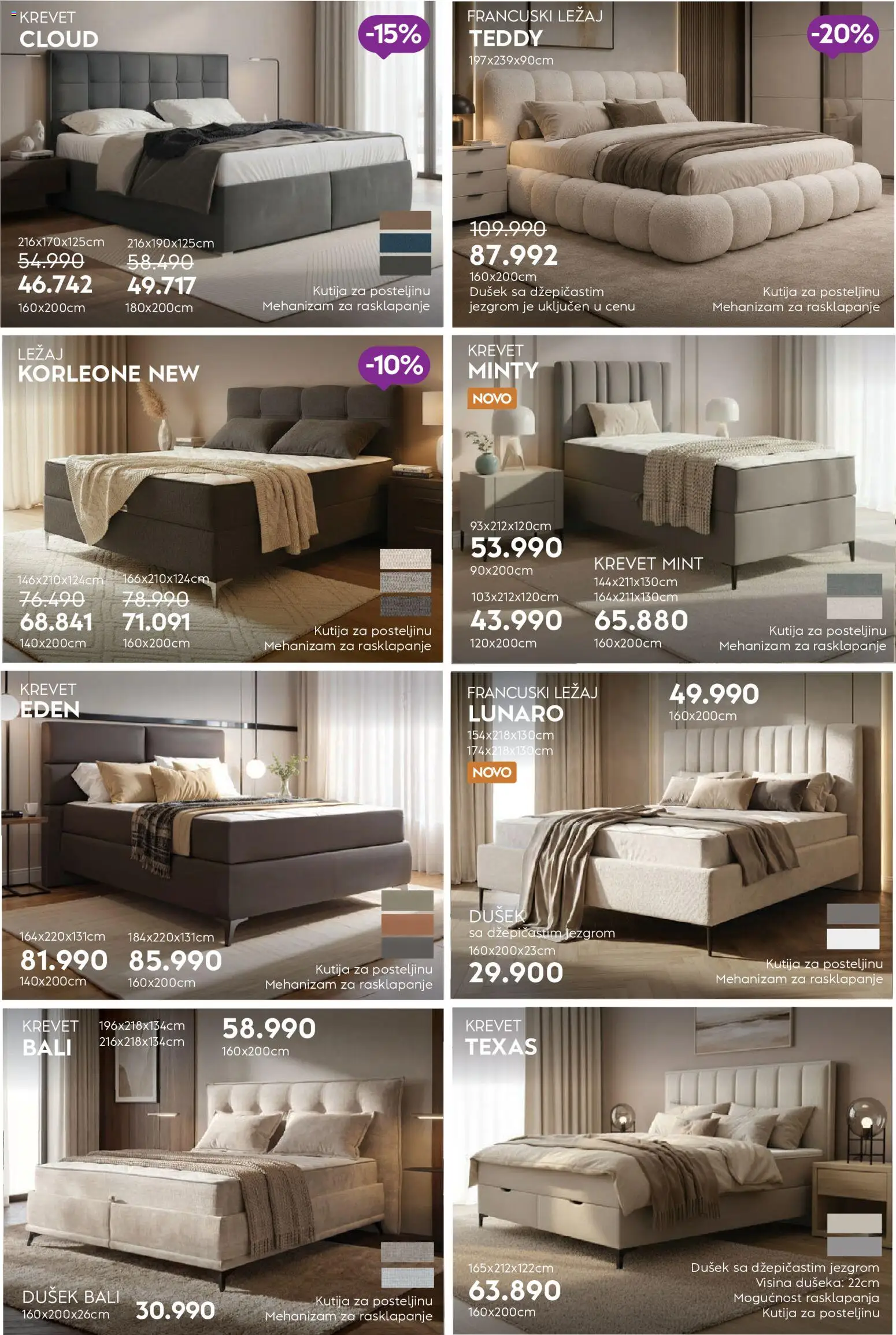 Matis katalog - važi od 01.07.2026 | Strana: 10 | Proizvode: Krevet, Dušek, Kutija, Francuski ležaj