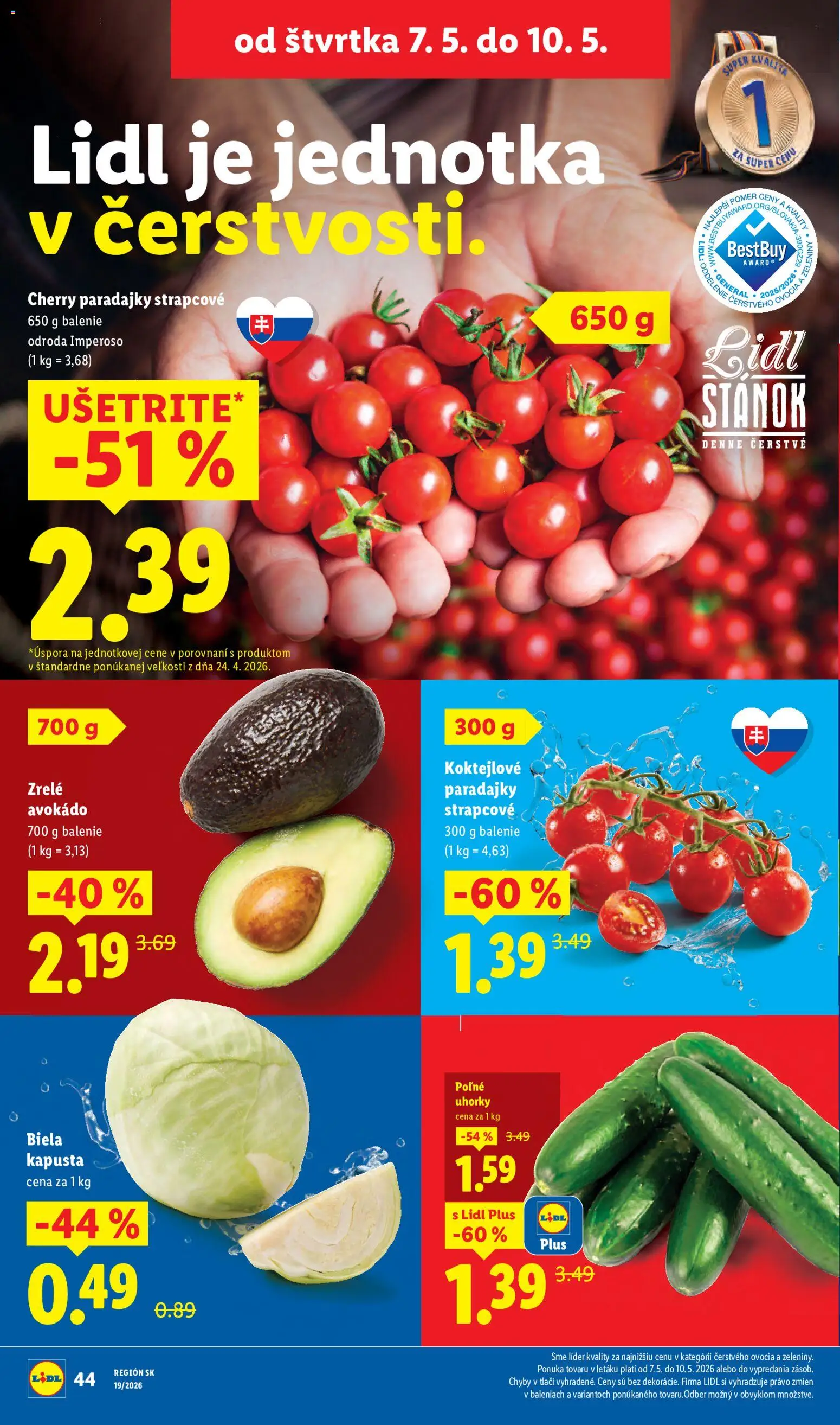 Nové Lidl akcie – leták je platný od 04.05.2026 | Strana: 56 | Produkty: Kapusta, Avokádo, Cherry paradajky, Uhorky
