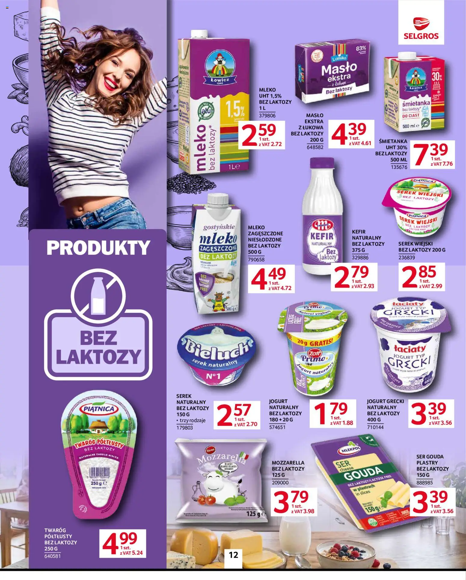 Selgros cash&carry gazetka od 10.09.2026 | Strona: 12 | Produkty: Kefir, Serek wiejski bez laktozy, Ser, Jogurt