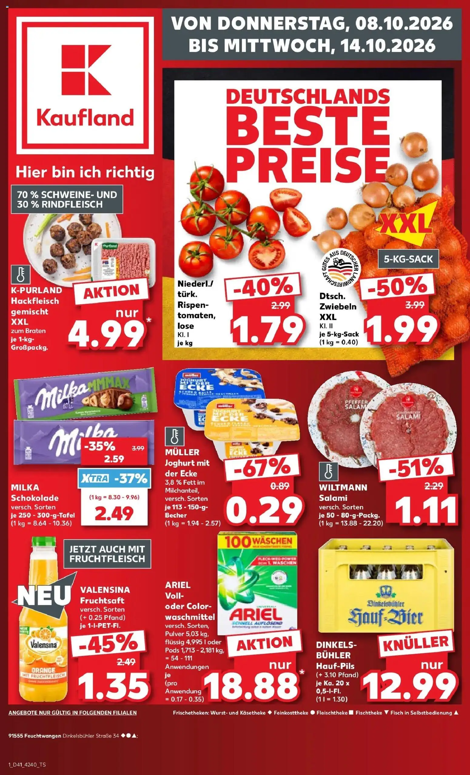 Prospekt Kaufland ab 08.10.2026 » Angebote Online zum Blättern | Seite: 1 | Produkte: Joghurt, Zwiebeln, Wurst, Salami
