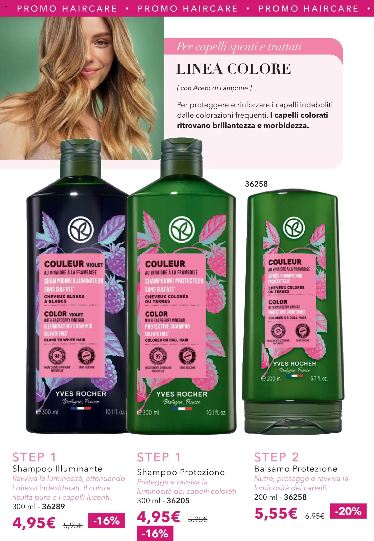 Volantino Yves Rocher del 31/08/2026 | Pagina: 20 | Prodotti: Shampoo, Balsamo, Lampone, Aceto