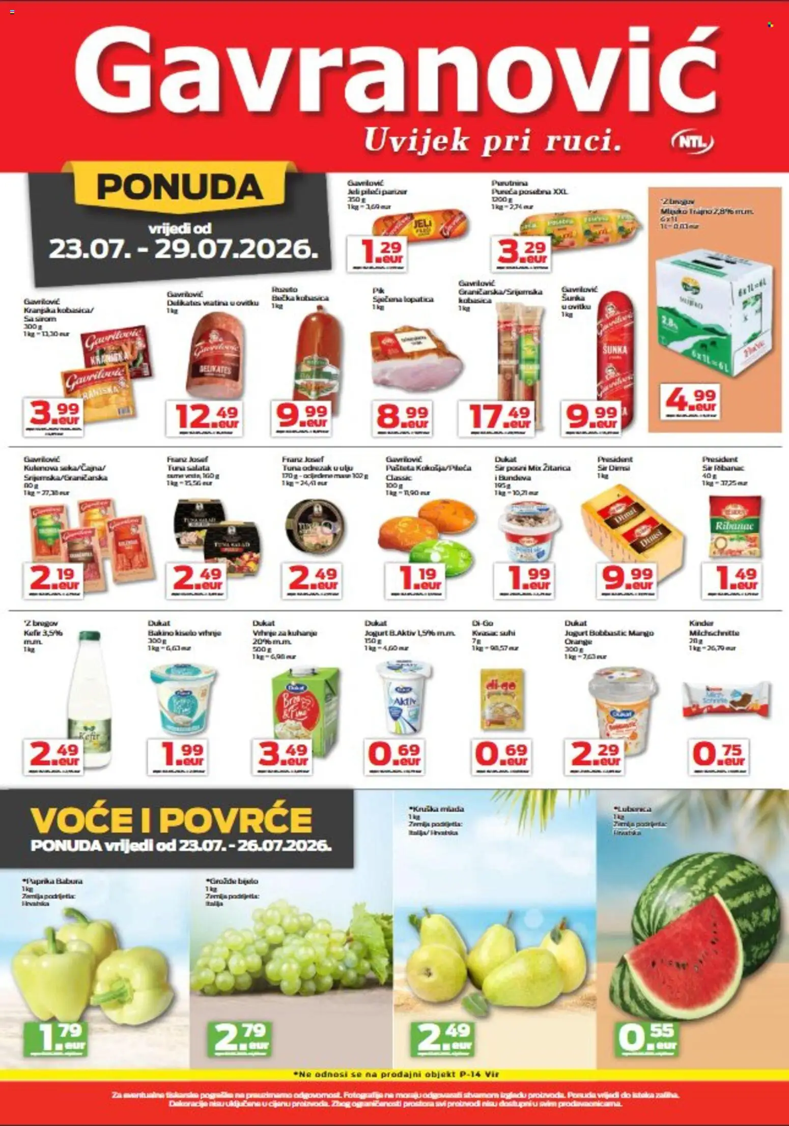 Gavranović katalog | vrijedi od 23.07.2026 | Stranica: 3 | Proizvodi: Šunka, Povrće, Bundeva, Tuna