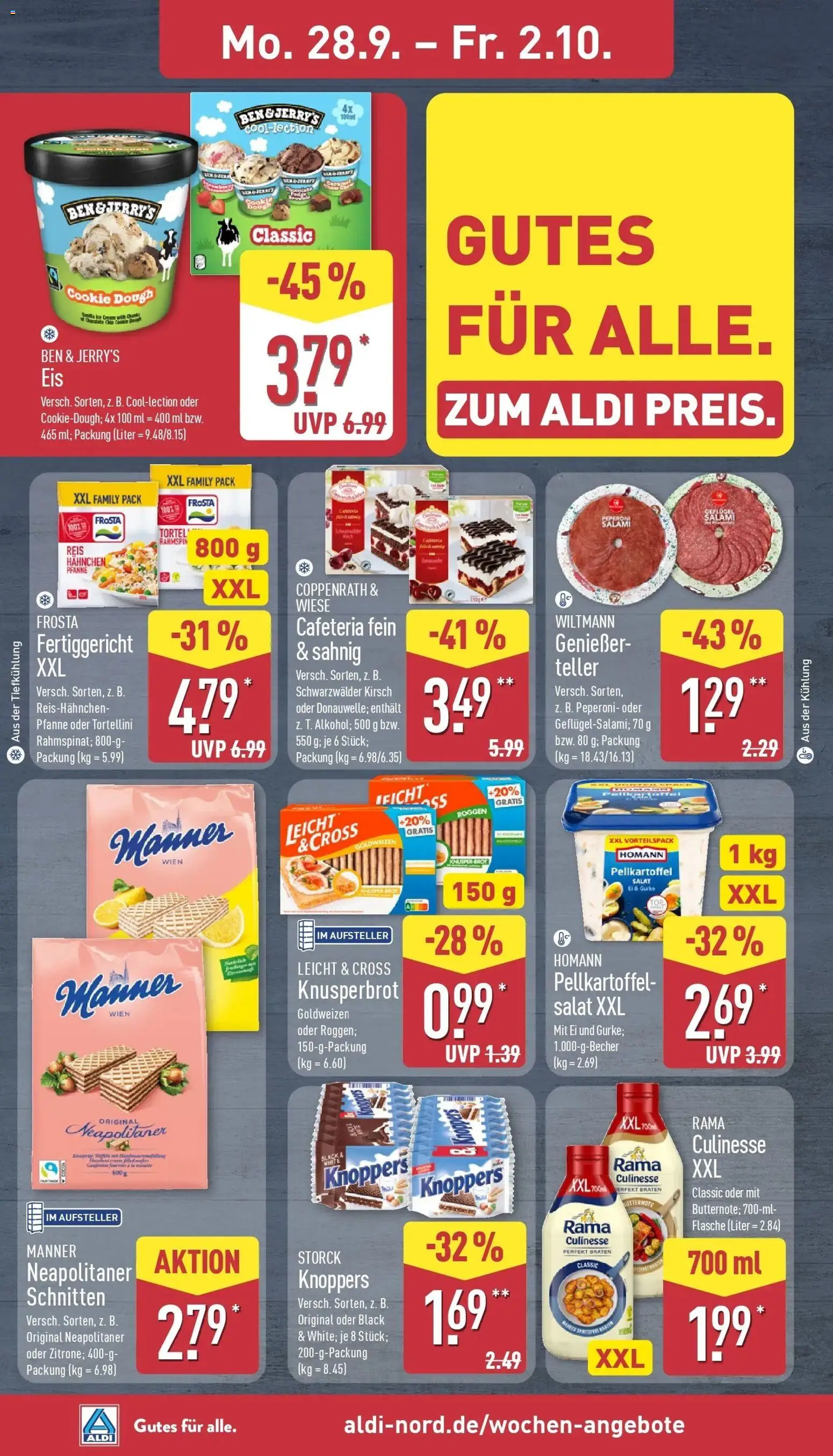 Aldi Aktueller Prospekt (ab 28.09.2026) » Angebote Online | Seite: 6 | Produkte: Frosta, Ben & Jerry's, Salami, Reis