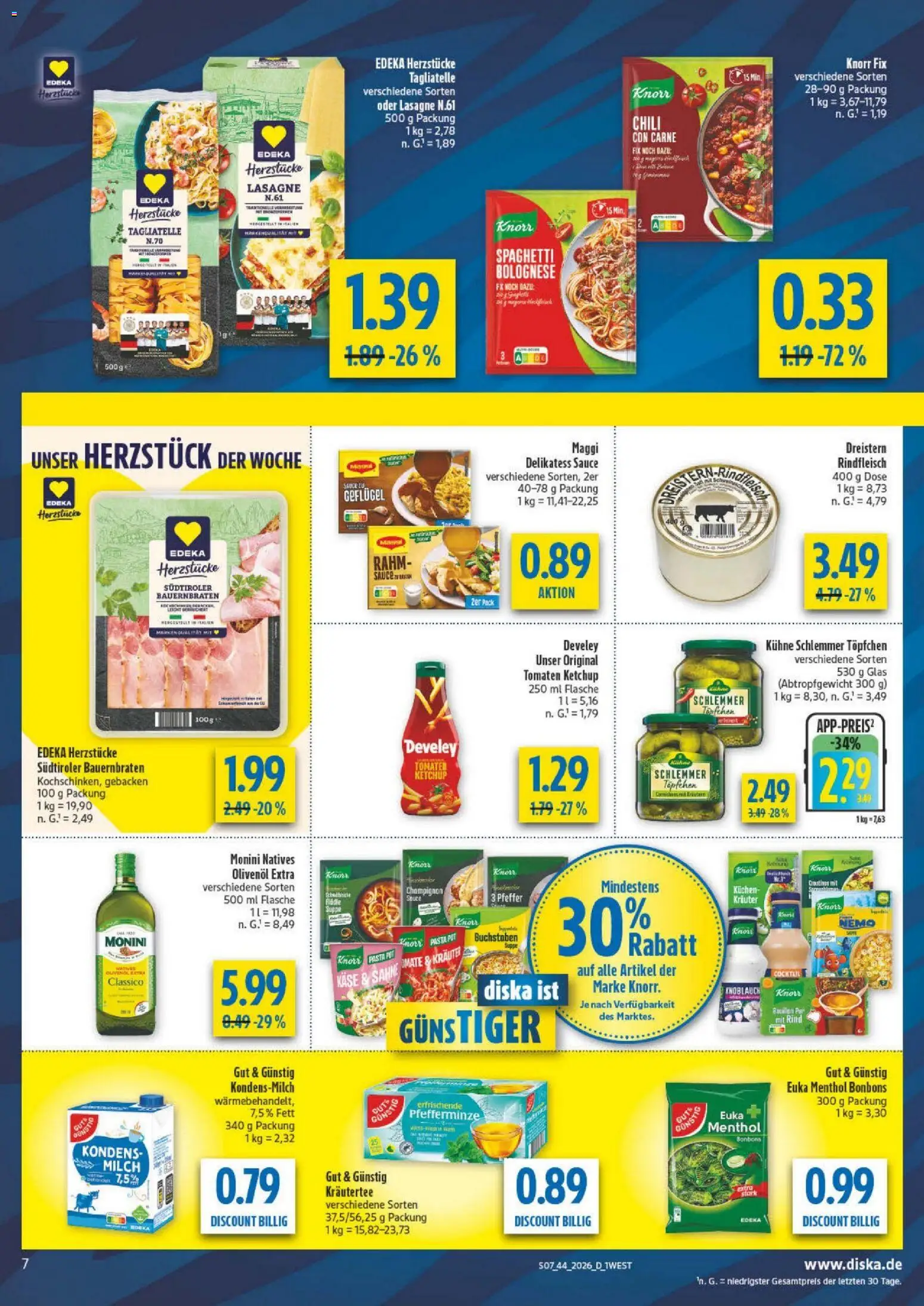 Diska Bayern – gültig ab 26.10.2026 | Seite: 7 | Produkte: Lasagne, Pfeffer, Chili, Ketchup