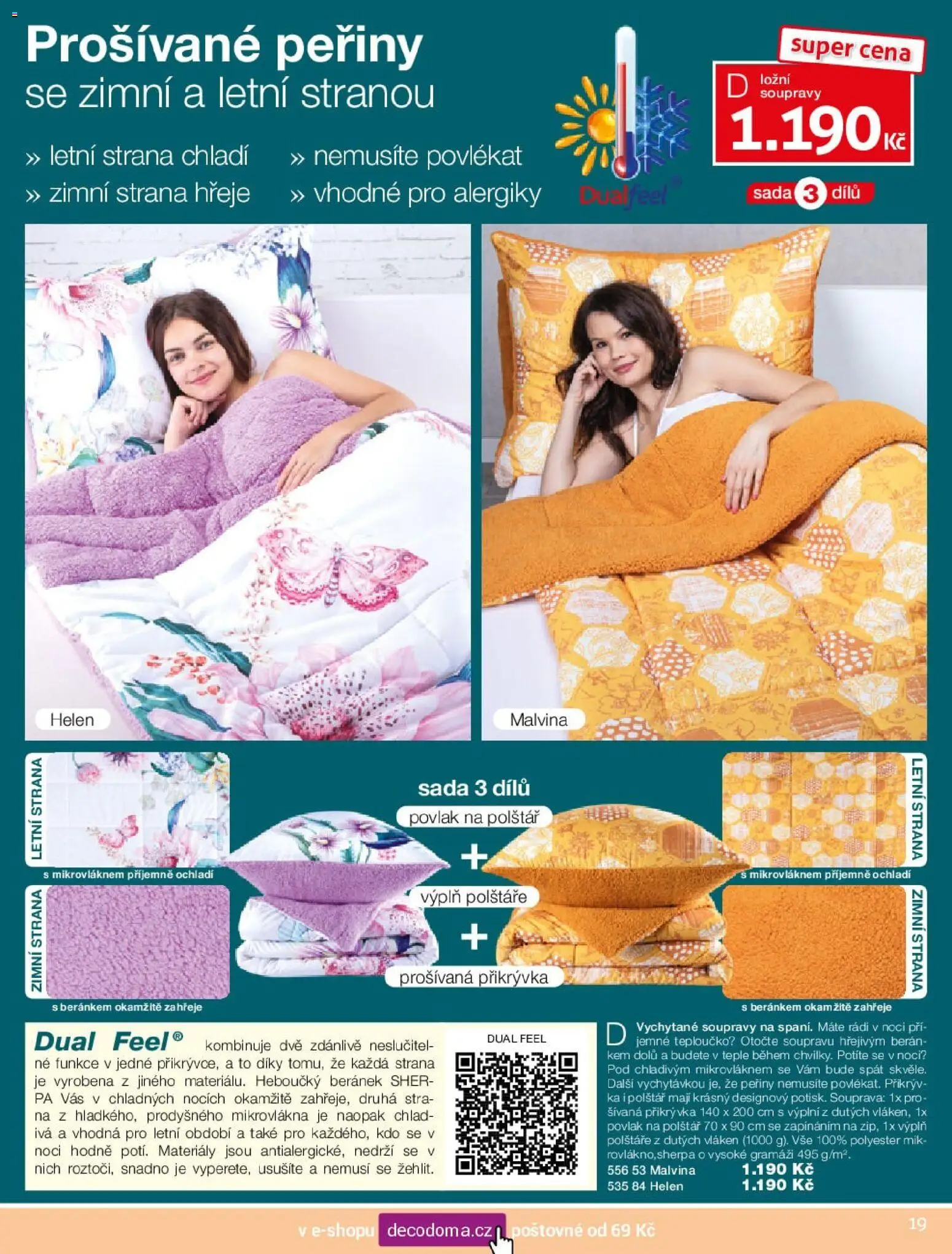 Decodoma katalog Jaro 2026 od 30.03.2026 | Strana: 19 | Produkty: Polštáře, Peřiny, Povlak na polštář, Polštář