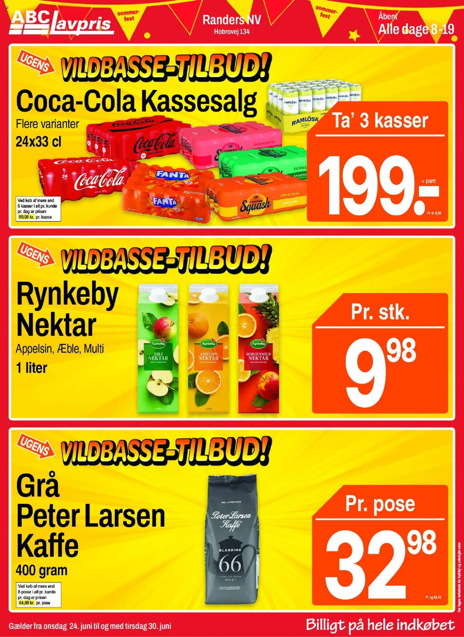 Abc Lavpris tilbudsavis – gyldig fra 24/06/2026 | Side: 1 | Produkter: Kaffe, Coca Cola, Fanta, Cola