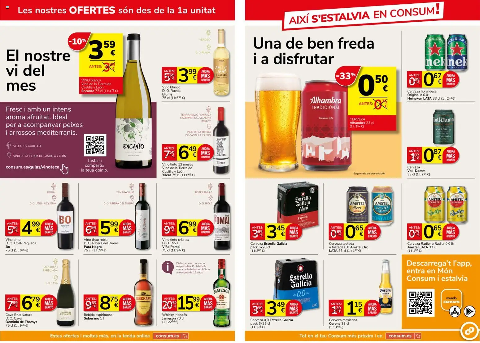 Consum - folleto │ válido desde el 28.05.2026 | Página: 7 | Productos: Vino, Cerveza, Whisky, Σπανάκι