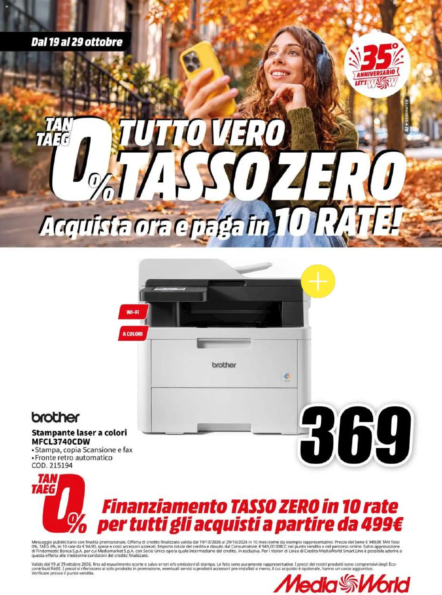 Volantino Media World del 19/10/2026 | Pagina: 34 | Prodotti: Stampante
