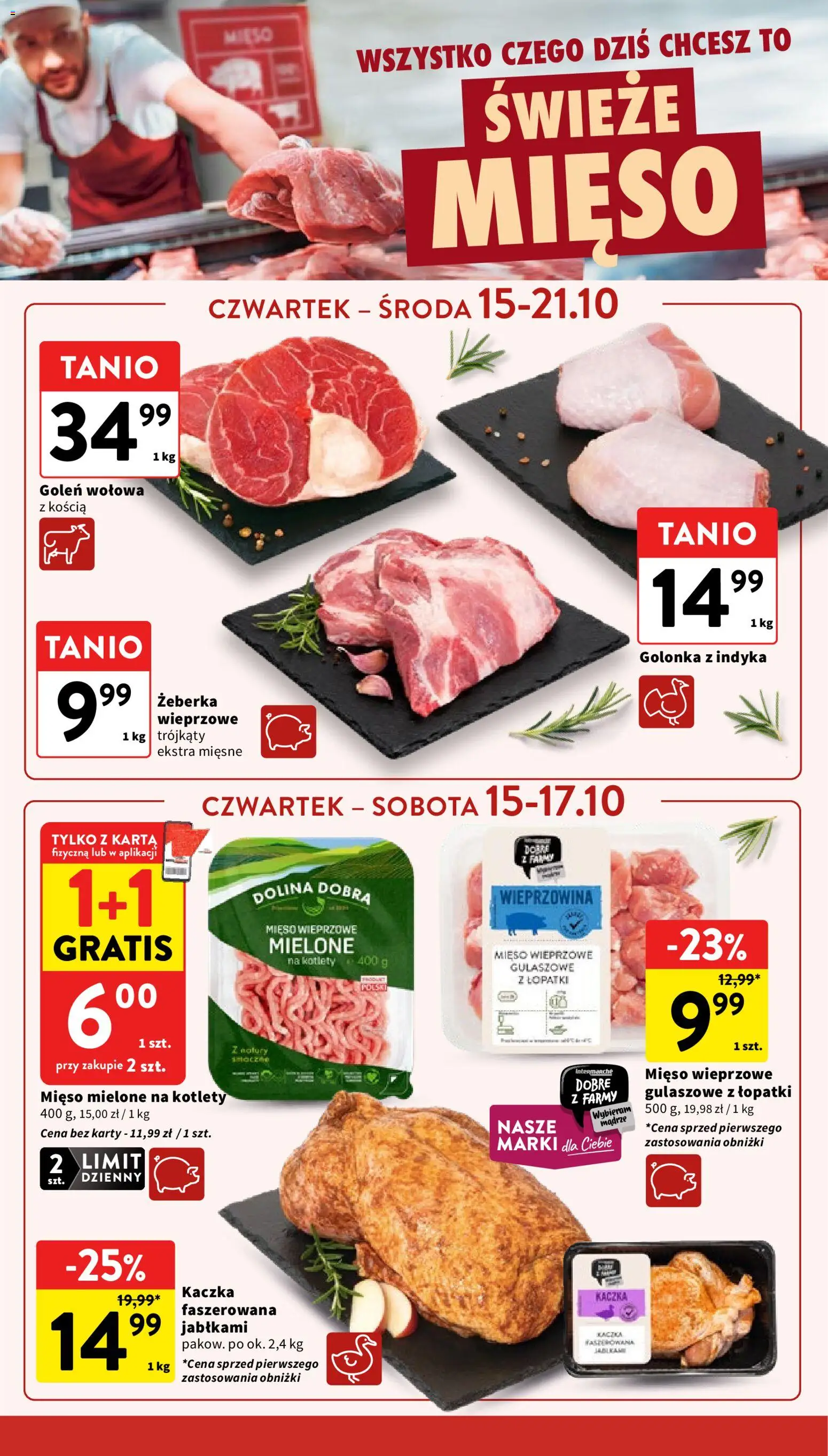 Intermarche gazetka od 15.10.2026 | Strona: 12 | Produkty: Mięso, Kaczka faszerowana, Kotlety, Mięso wieprzowe