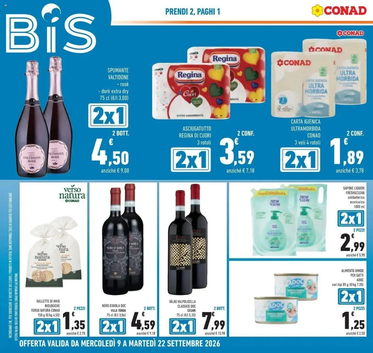 Volantino Conad dal 09/09/2026 > Anteprima | Pagina: 4 | Prodotti: Carta igienica, Gallette, Mais, Asciugatutto