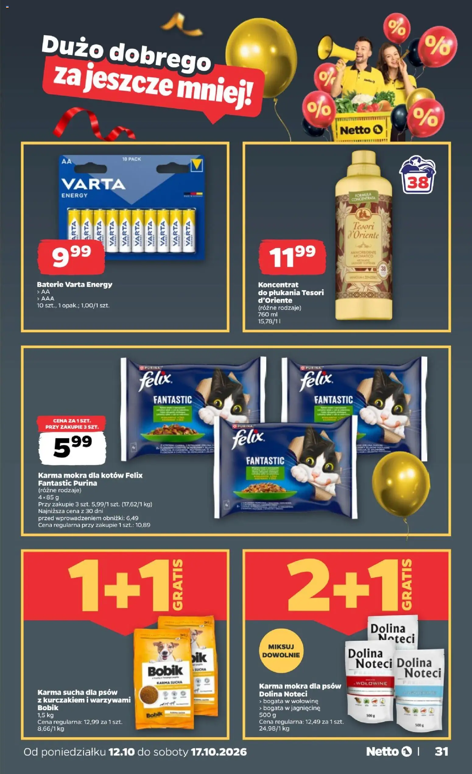 Netto gazetka od poniedziałku od 12.10.2026 | Strona: 31 | Produkty: Tesori d'oriente, Baterie, Karma mokra, Dolina noteci