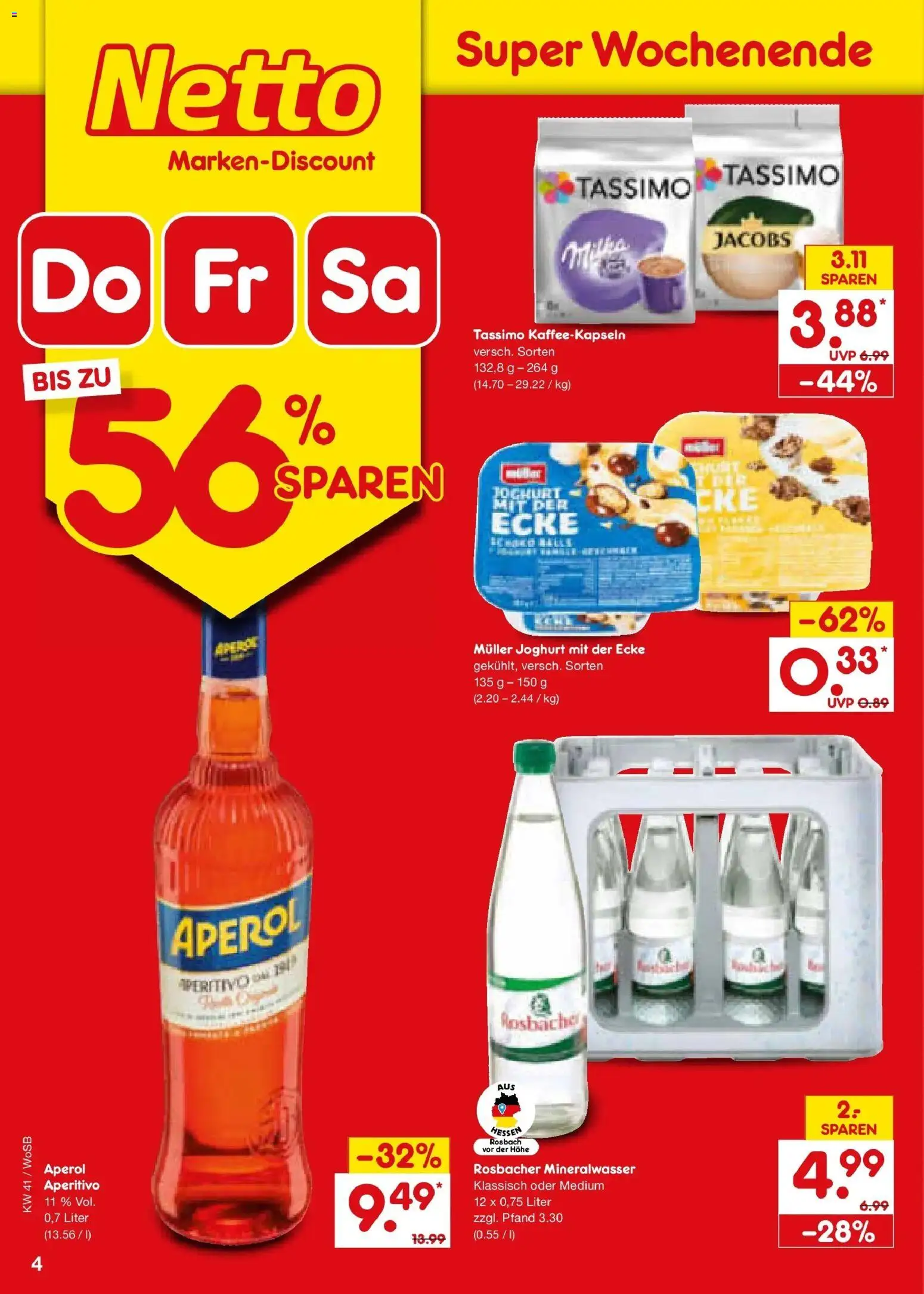 Netto Marken-Discount Prospekt Ludwigshafen-Edigheim (ab 05.10.2026) » Angebote | Seite: 52 | Produkte: Joghurt, Mineralwasser, Aperol, Tassimo