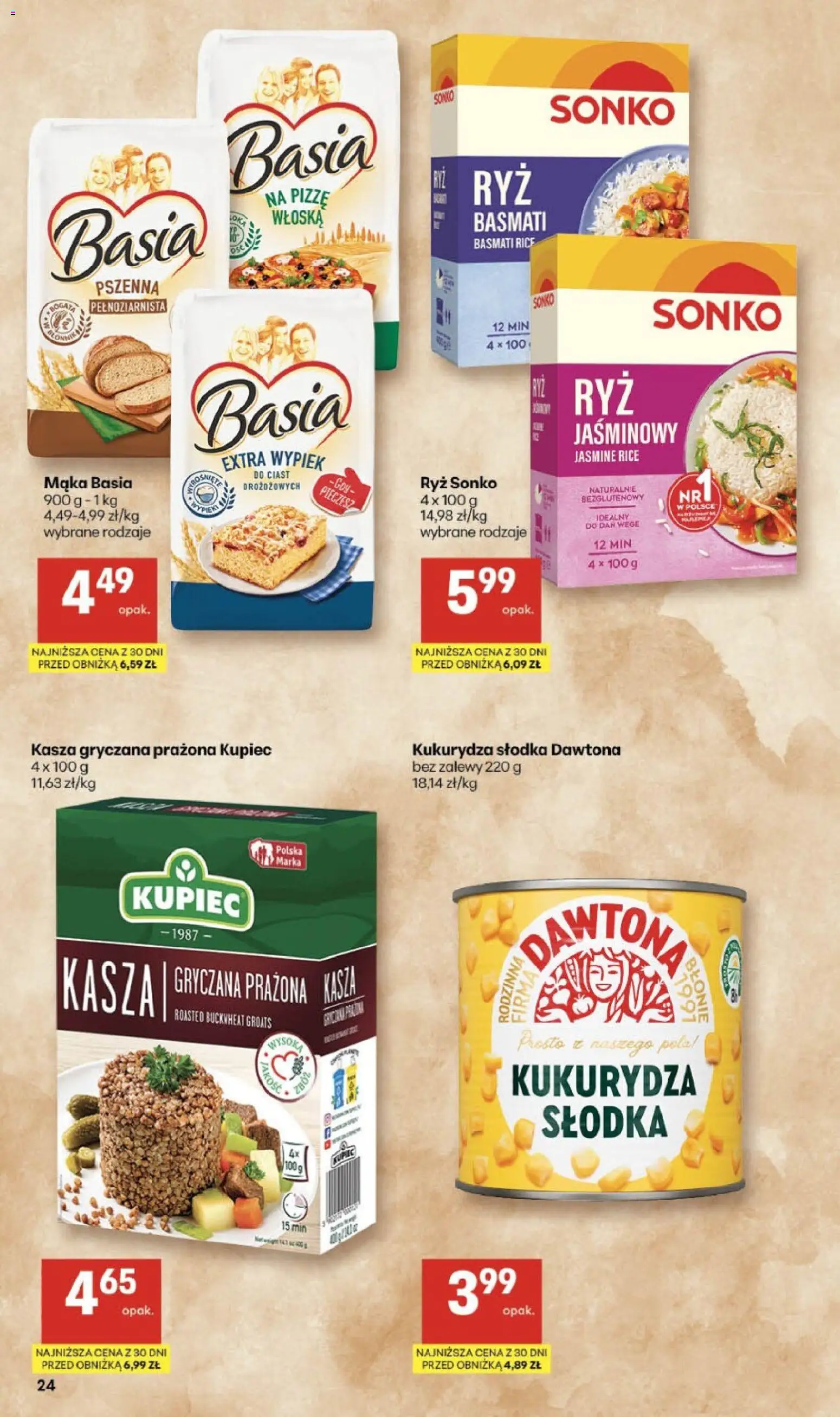 Delikatesy Centrum gazetka - Sklepy Własne od 07.05.2026 | Strona: 24 | Produkty: Kasza, Kasza gryczana, Mąka basia, Ryż