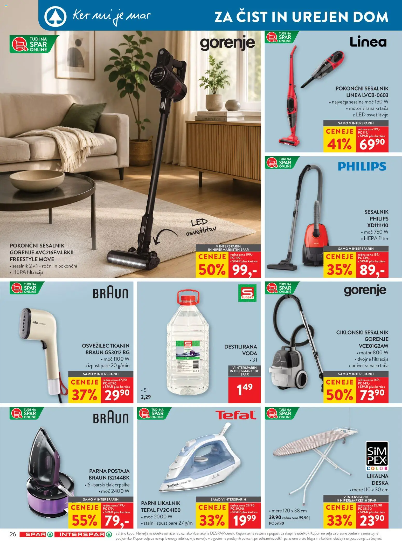 Novi Spar katalog ponudbe – veljaven od 22.07.2026 | Stran: 36 | Izdelki: Likalnik, Krtaca, Sesalnik, Voda