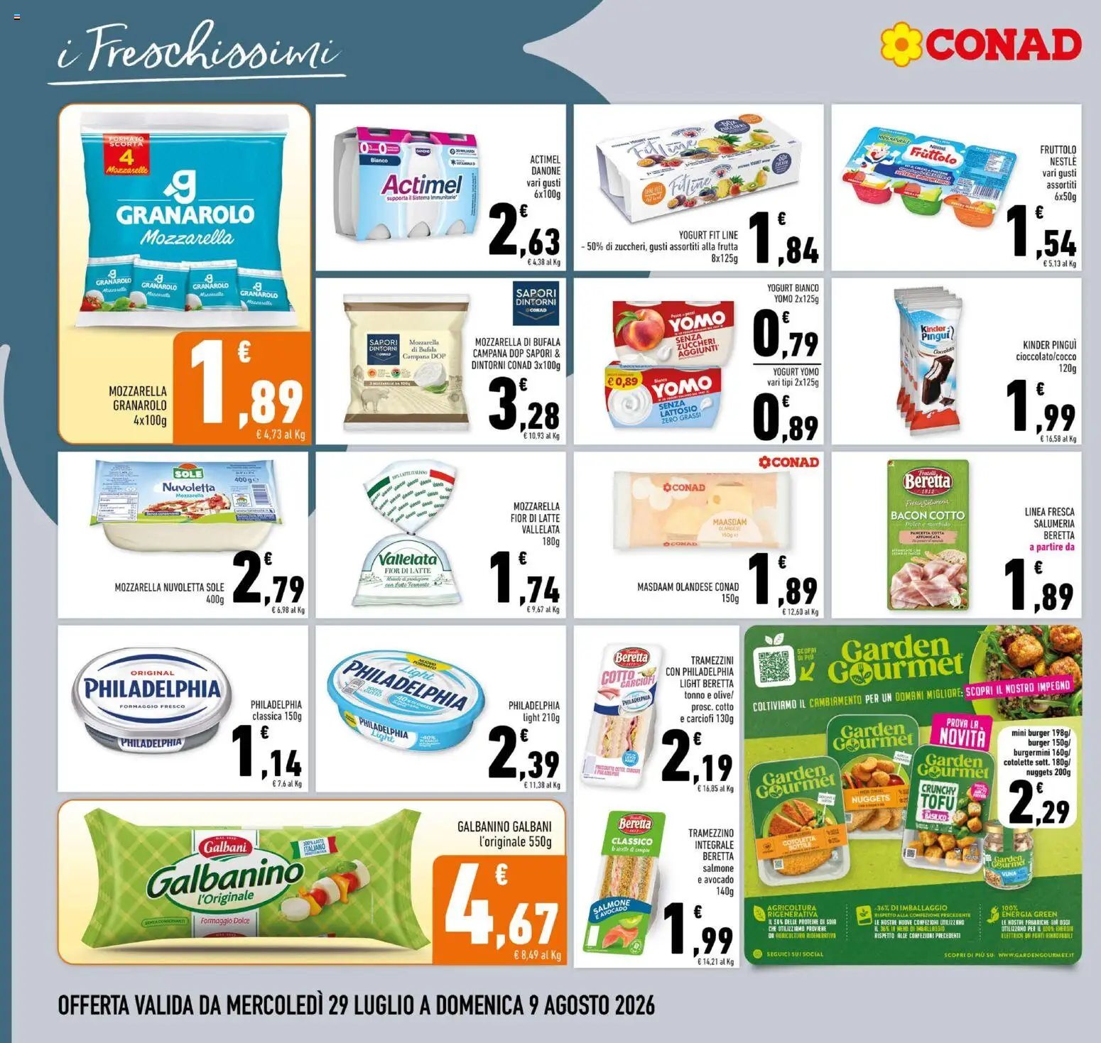 Volantino Conad del 29/07/2026 | Pagina: 10 | Prodotti: Salmone, Latte, Carciofi, Basilico