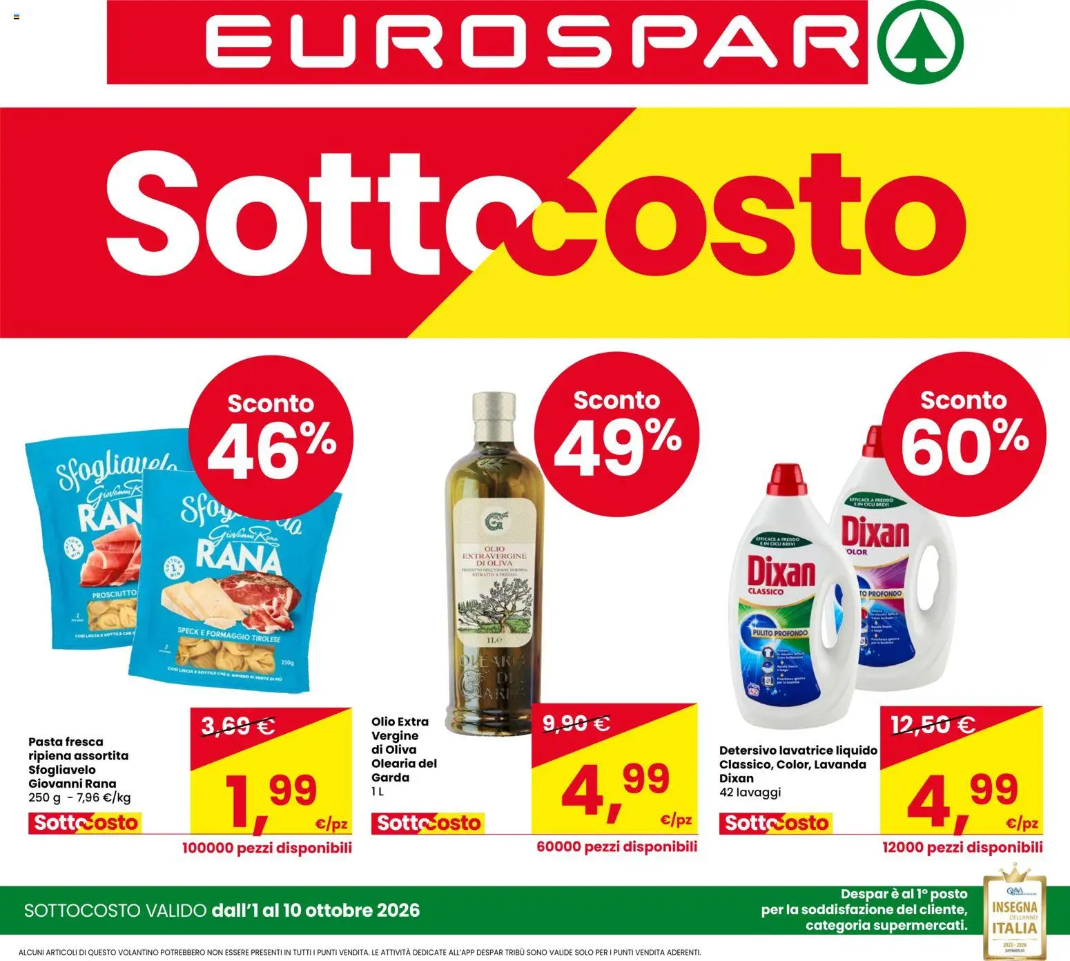 Volantino Eurospar del 01/10/2026 | Pagina: 1 | Prodotti: Olio, Pasta, Lavatrice, Lavanda