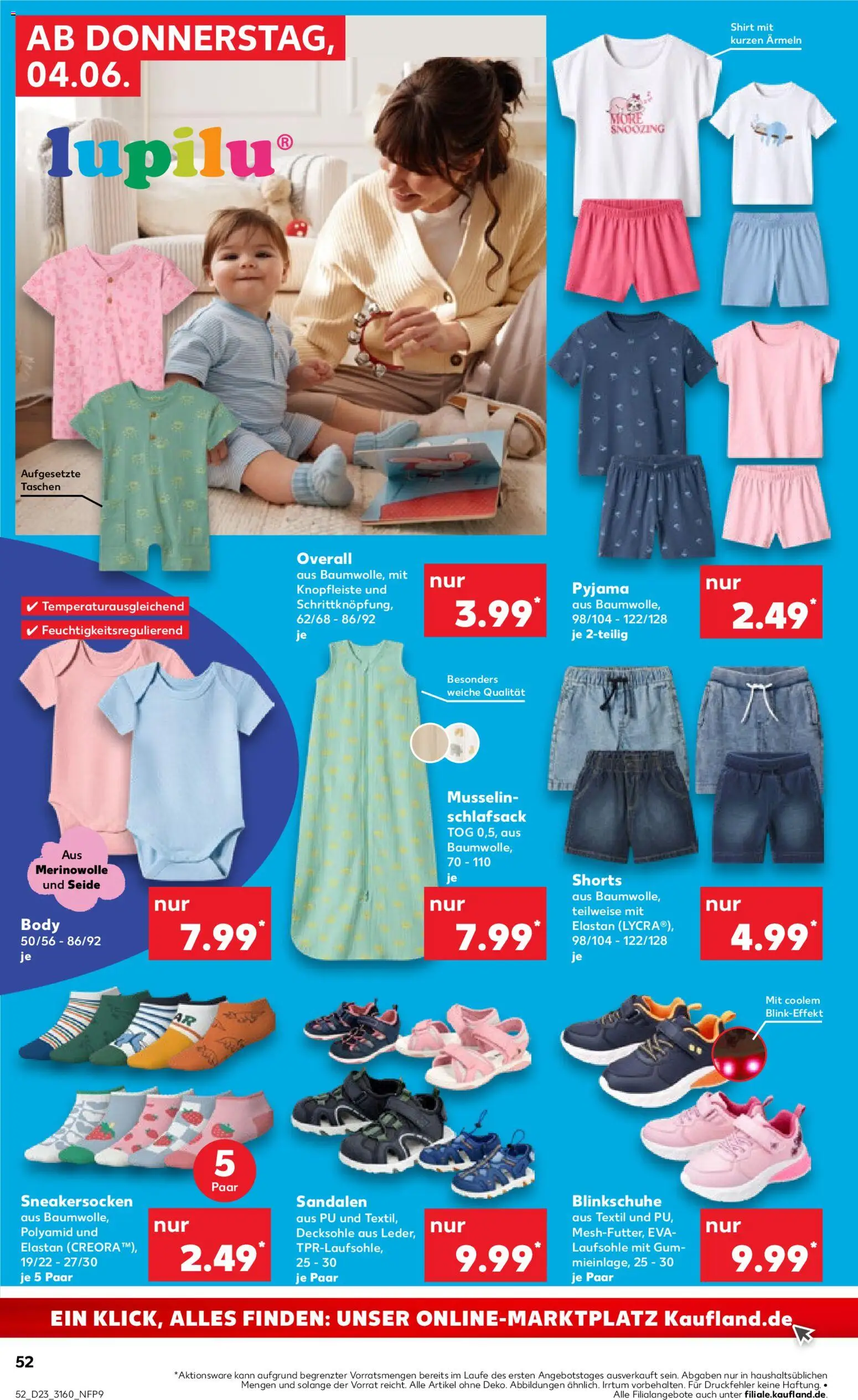 Kaufland Prospekt – gültig ab 04.06.2026 | Seite: 52 | Produkte: Shirt, Schlafsack, Overall, Pyjama