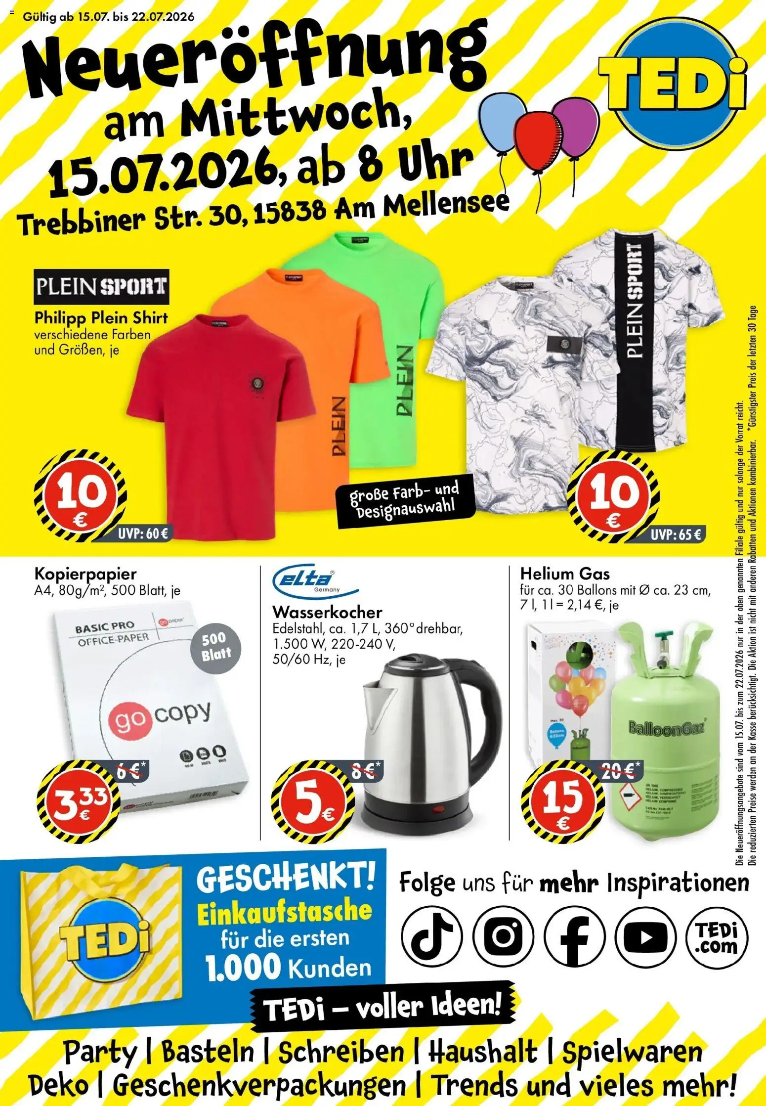 TEDi - TEDi Neueröffnung am Mellensee – gültig ab 15.07.2026 | Seite: 1 | Produkte: Shirt, Wasserkocher, Uhr