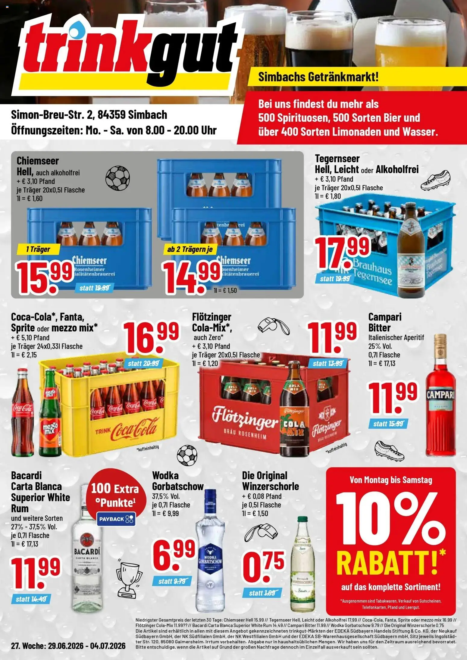 Trinkgut - trinkgut: Wochenangebote – gültig ab 28.06.2026 | Seite: 1 | Produkte: Campari, Rum, Wodka, Uhr