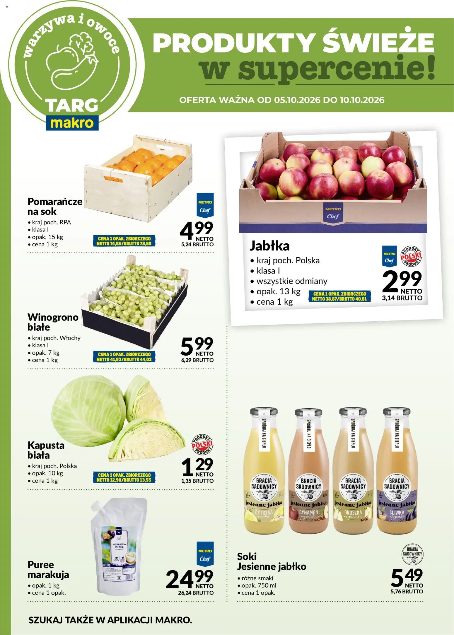 Makro gazetka - Oferta świeża w super cenach od 05.10.2026 | Strona: 5 | Produkty: Cytryna, Gruszka, Jabłka, Owoce