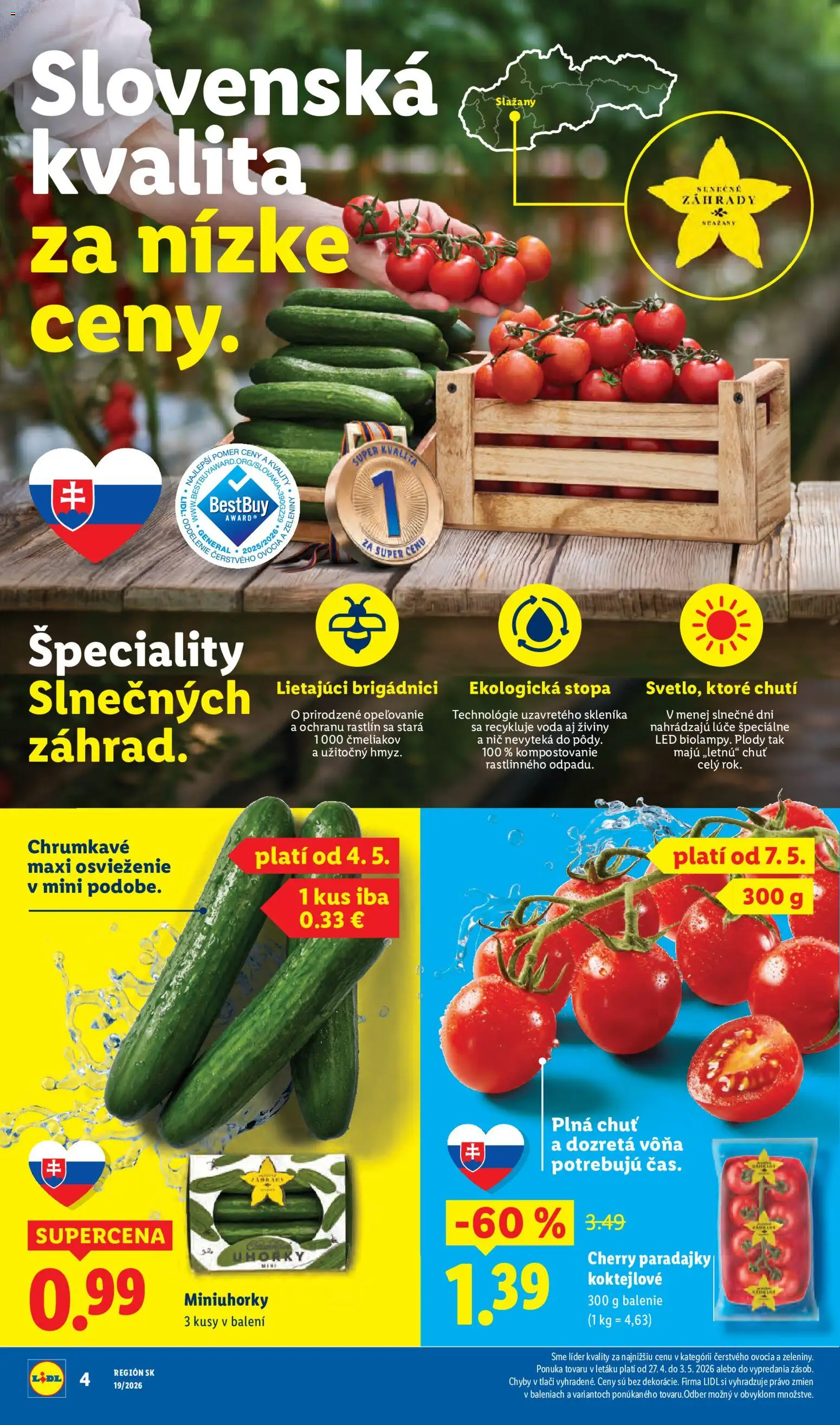 Nové Lidl akcie – leták je platný od 04.05.2026 | Strana: 8 | Produkty: Paradajky, Led, Voda, Cherry paradajky