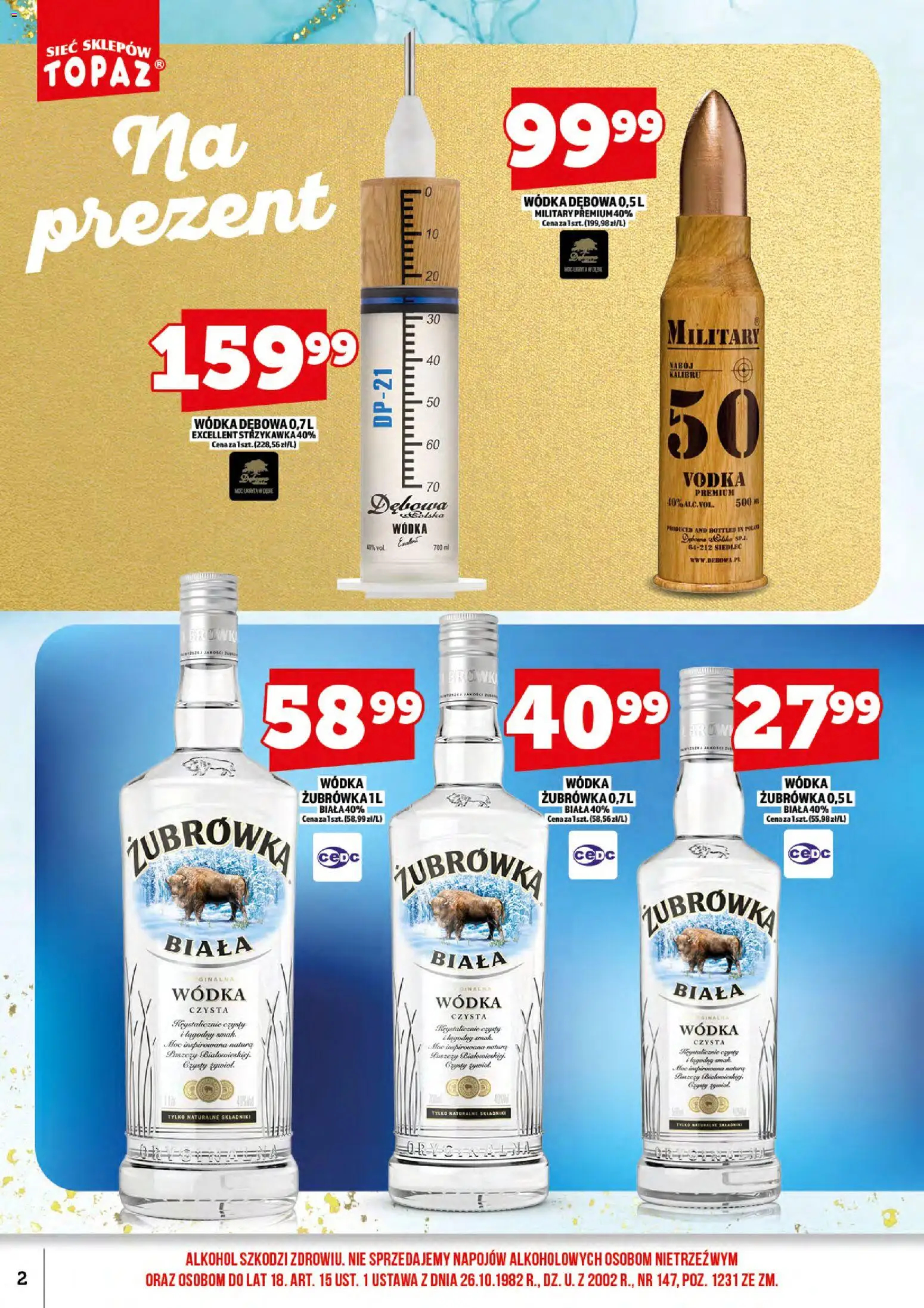 Topaz gazetka alkoholowa od 16.09.2026 | Strona: 4 | Produkty: Żubrówka, Vodka, Alkohol, Wódka