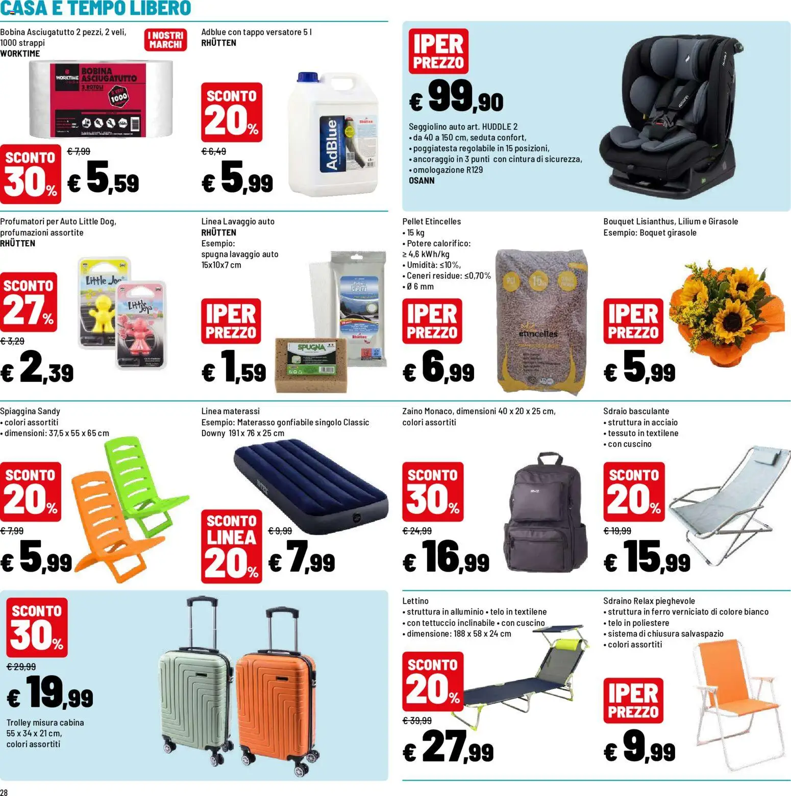 Volantino Iper del 20/07/2026 | Pagina: 28 | Prodotti: Spugna, Cintura, Cuscino, Trolley