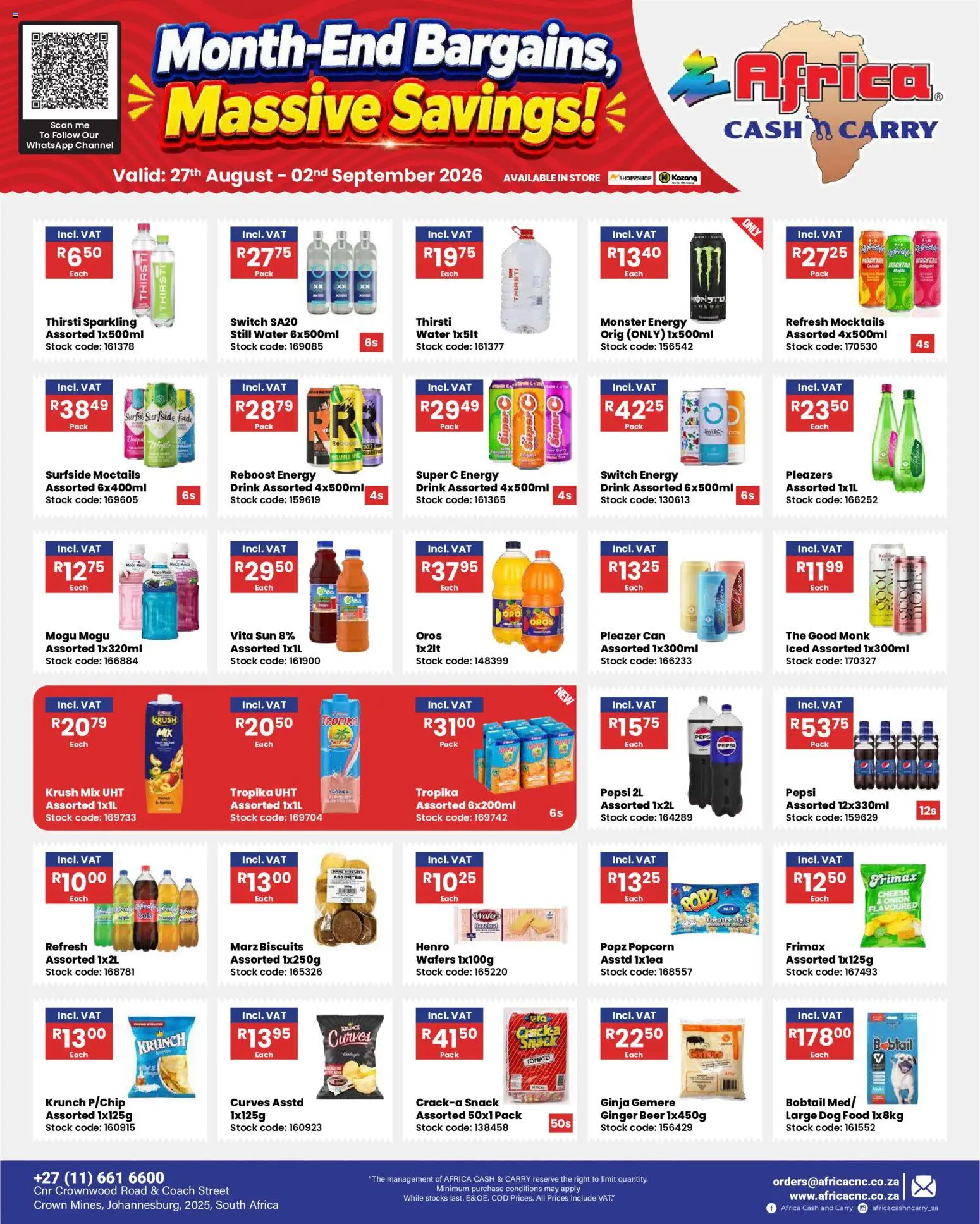 New Africa Cash & Carry catalogue – valid from 27/08/2026 | Page: 26 | Products: Biscuits, Stock, Onion, Dog food
