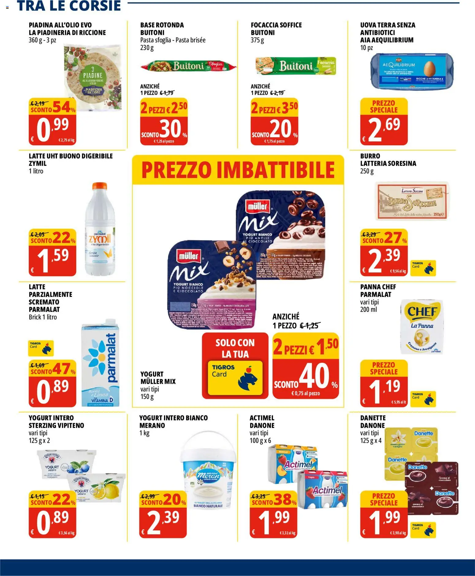 Volantino Tigros del 03.06.2026 | Pagina: 14 | Prodotti: Yogurt, Focaccia, Latte, Pasta brisée