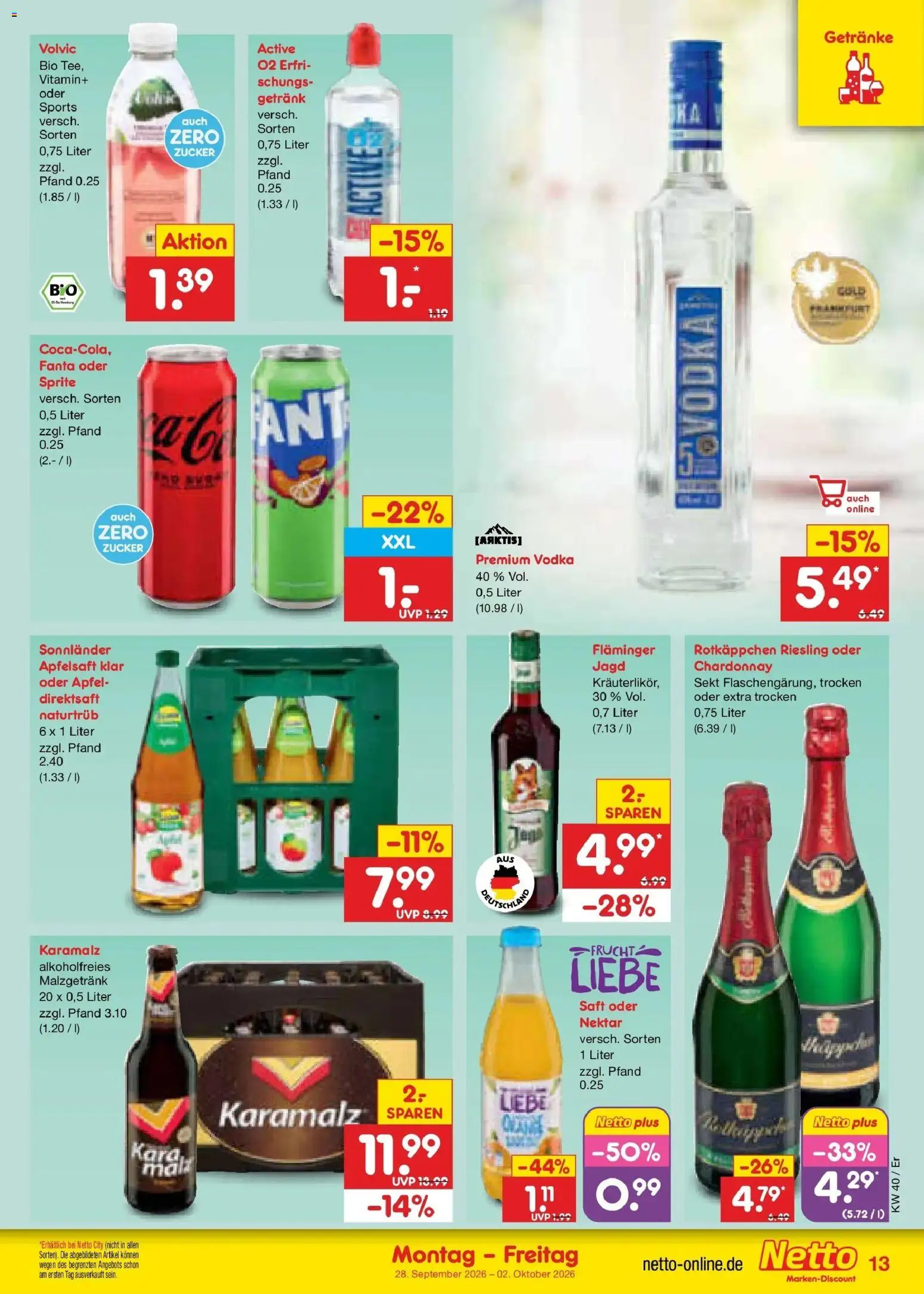 Netto Marken-Discount Prospekt Nordhausen – gültig ab 28.09.2026 | Seite: 19 | Produkte: Sprite, Apfelsaft, Saft, Volvic
