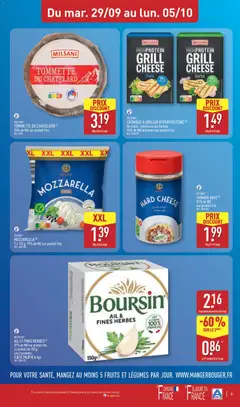 Aldi - Prévisualisation de MOZZARELLA, 2 x 125 g. 19% de MG sur produit fini. valide à partir de 29/09/2026 | Page: 11 | Produits: Ail, Râpe, Lait, Fromage