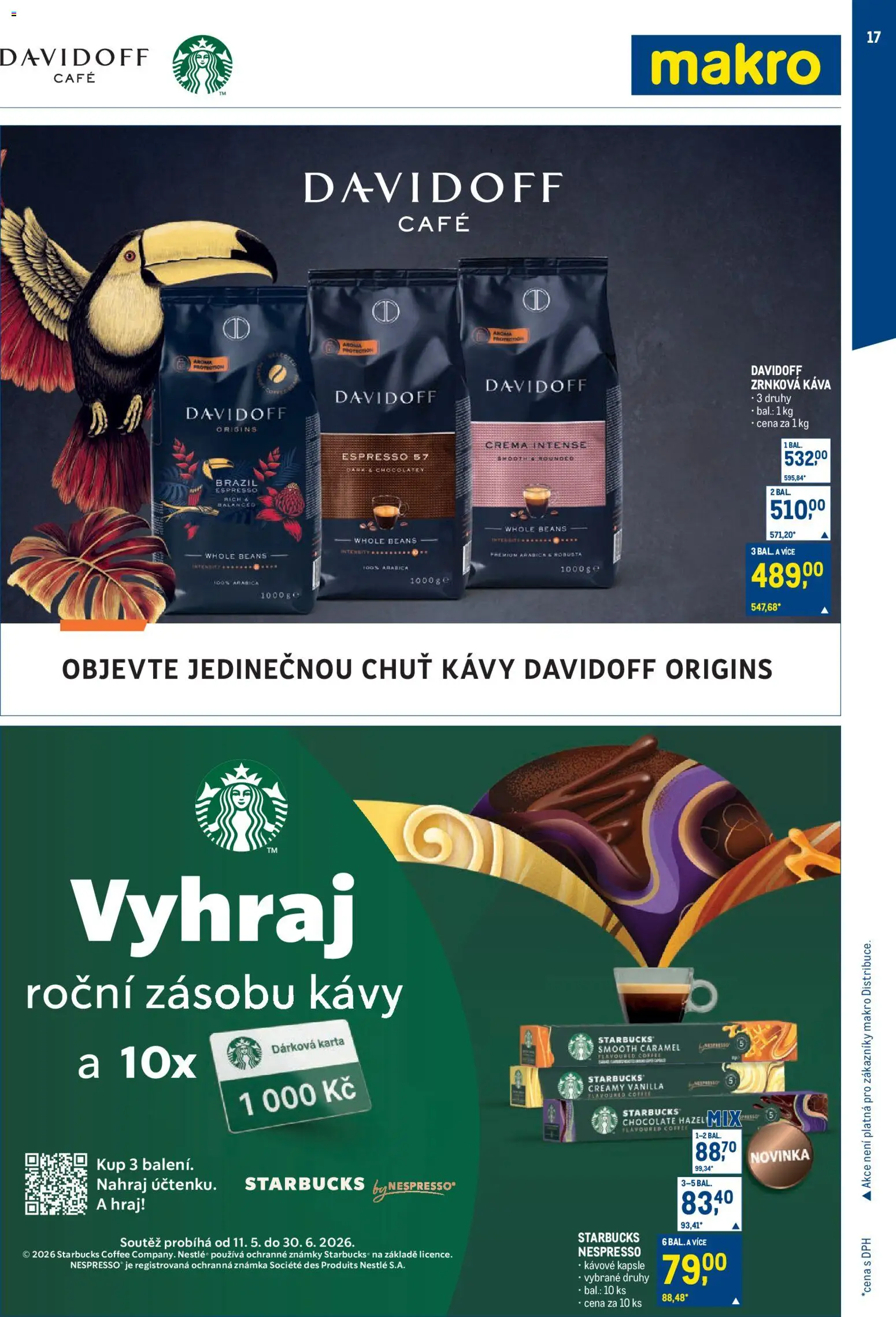 Makro leták - Obchodní partneři od 20.05.2026 | Strana: 17 | Produkty: Starbucks, Známky, Kapsle, Nespresso