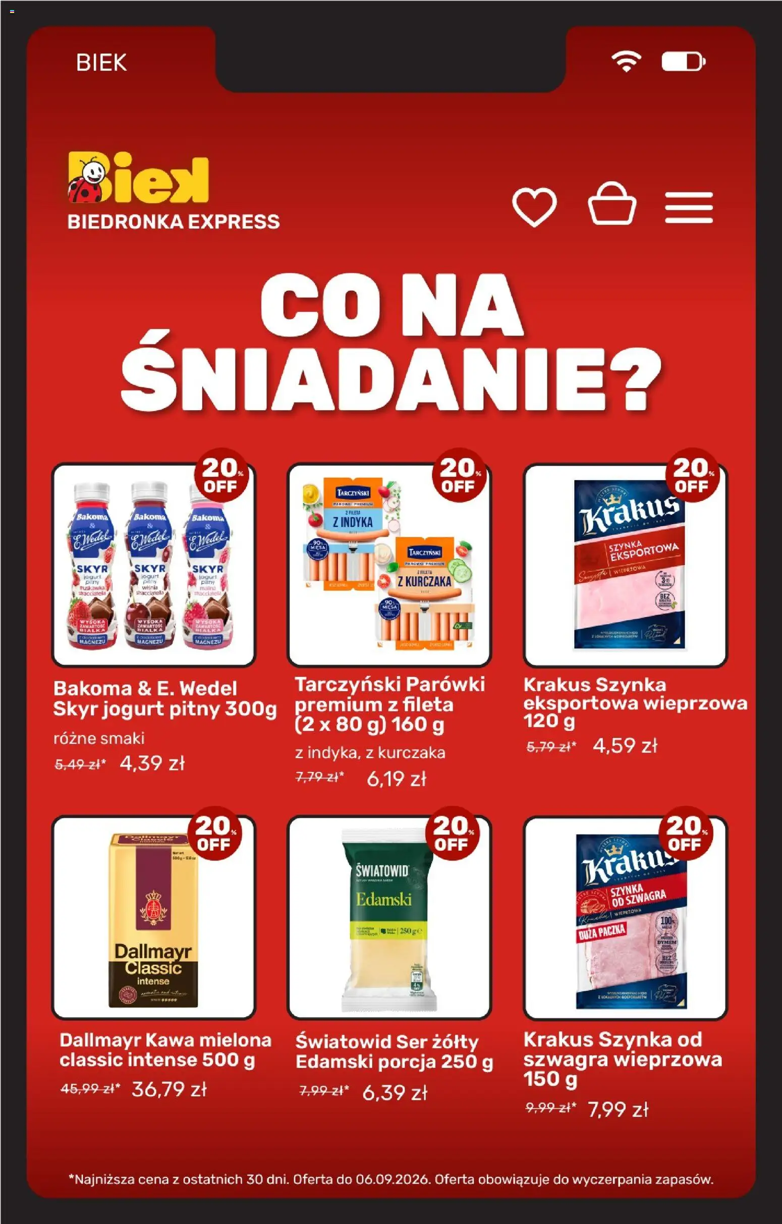 Biedronka gazetka - Biek od 04.09.2026 | Strona: 8 | Produkty: Dallmayr, Jogurt pitny, Szynka, Ser