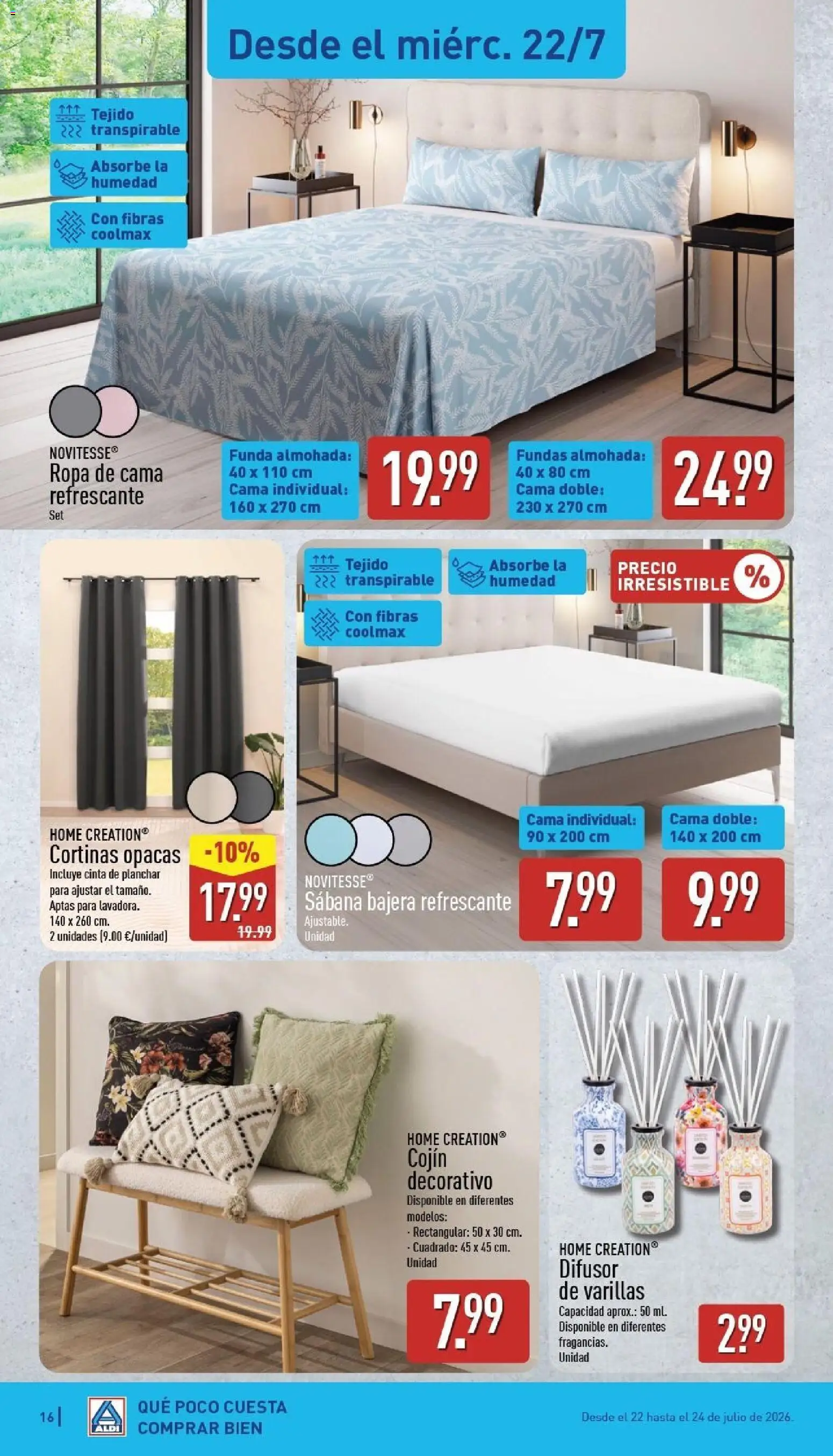 Aldi folleto Península │ válido desde el 20/07/2026 | Página: 16 | Productos: Cortinas opacas, Ropa, Funda, Cojín